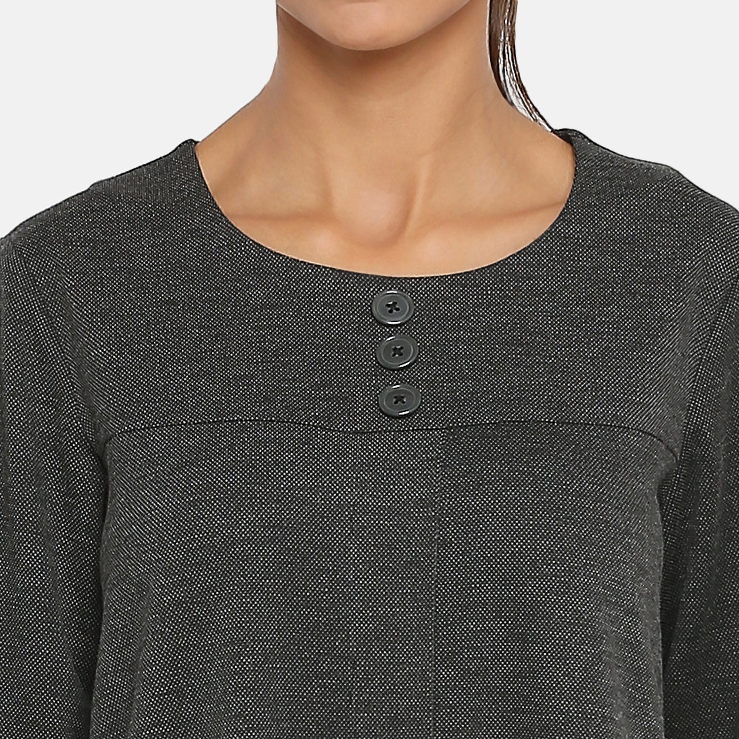 Dark Grey Knit Office Wear Dresses for Women-5