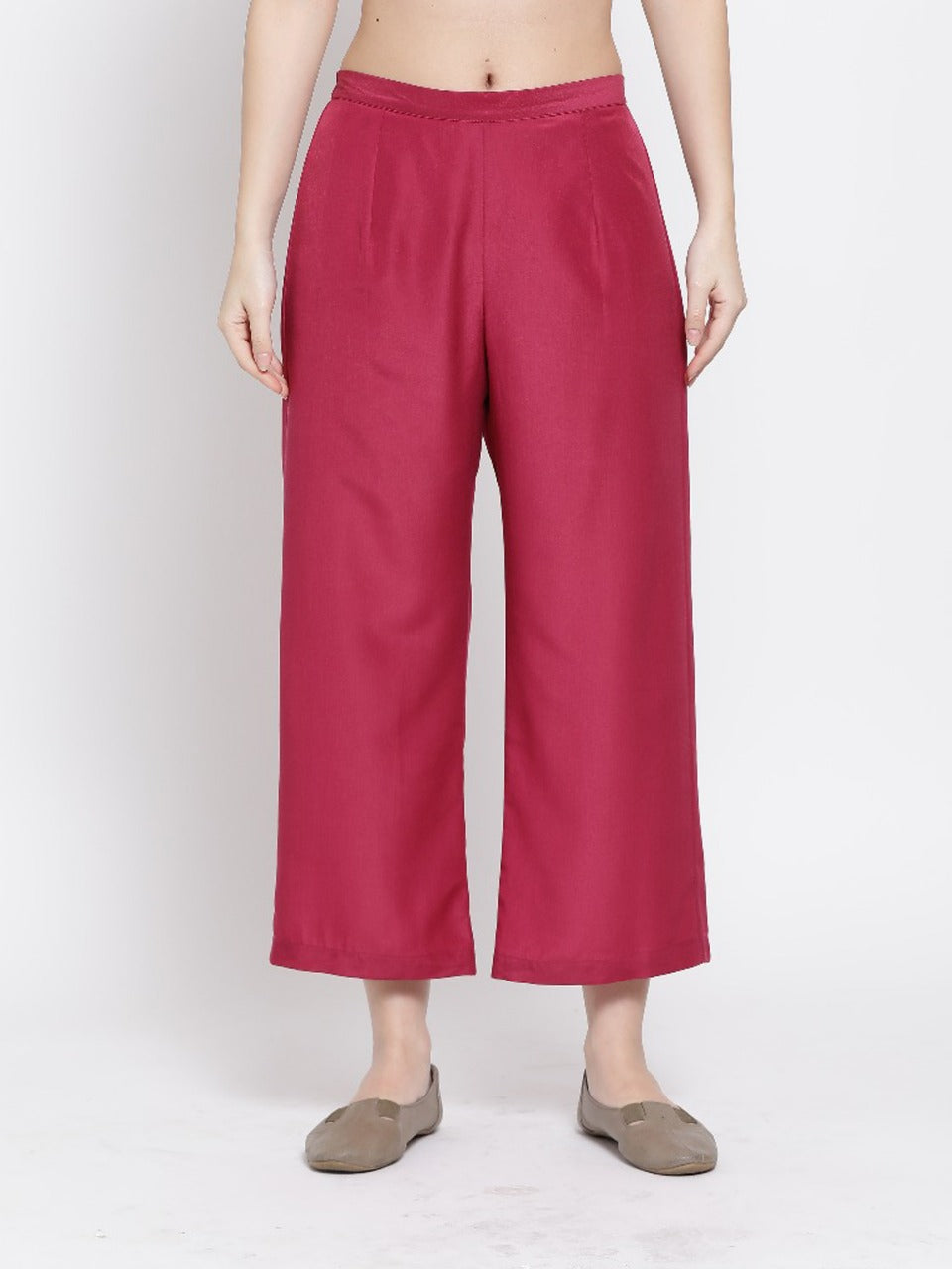 Pink Straight Palazzo for Women-3