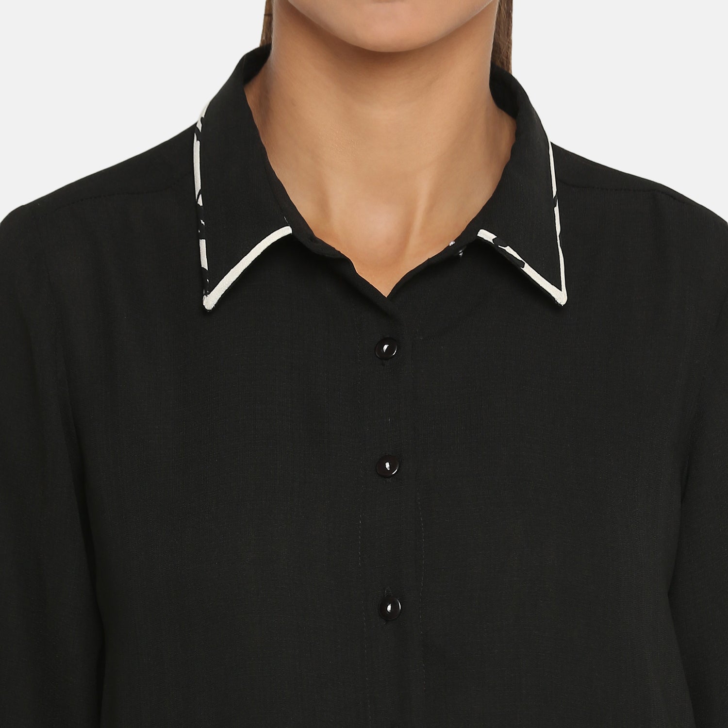 Black Shirt Collar Kurta for Women-5