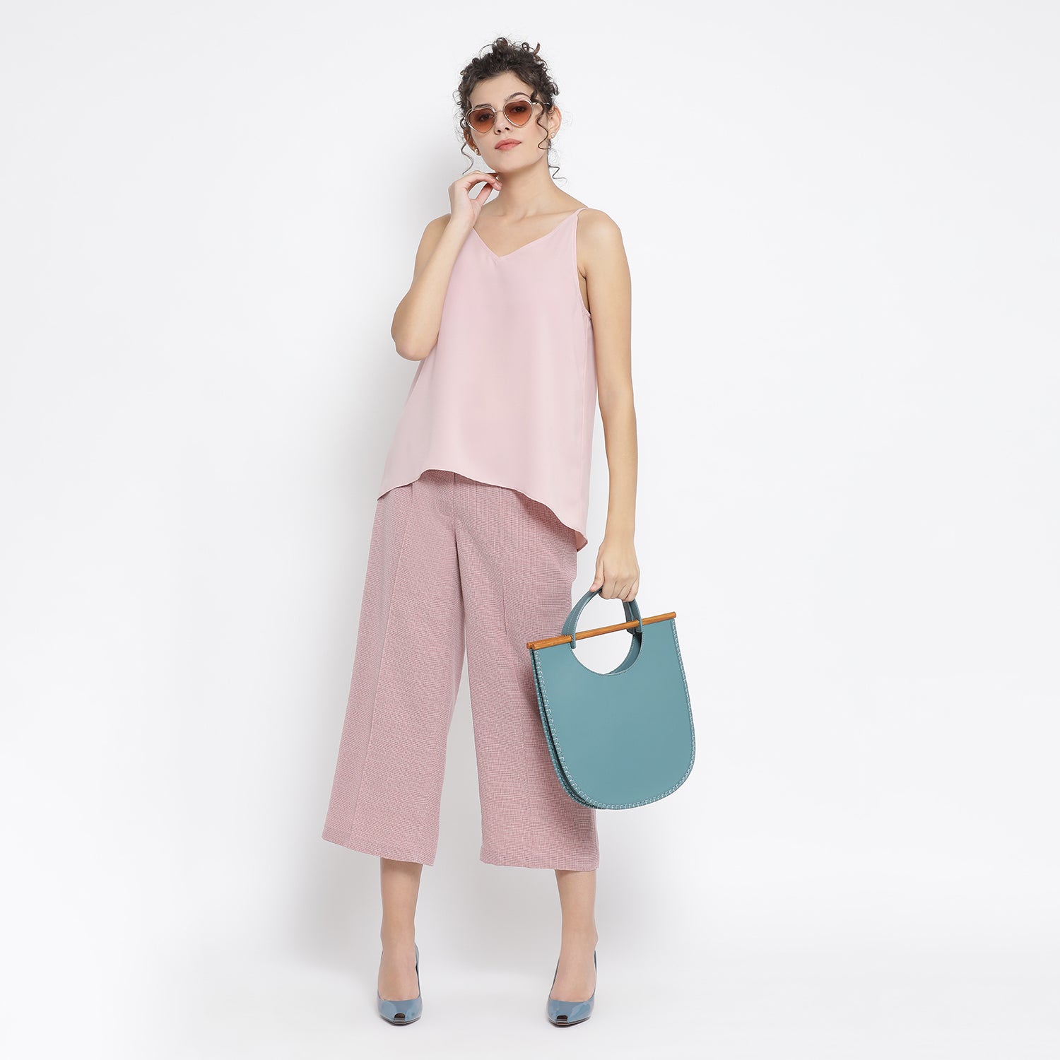 Pink Linen Culottes for Women-3