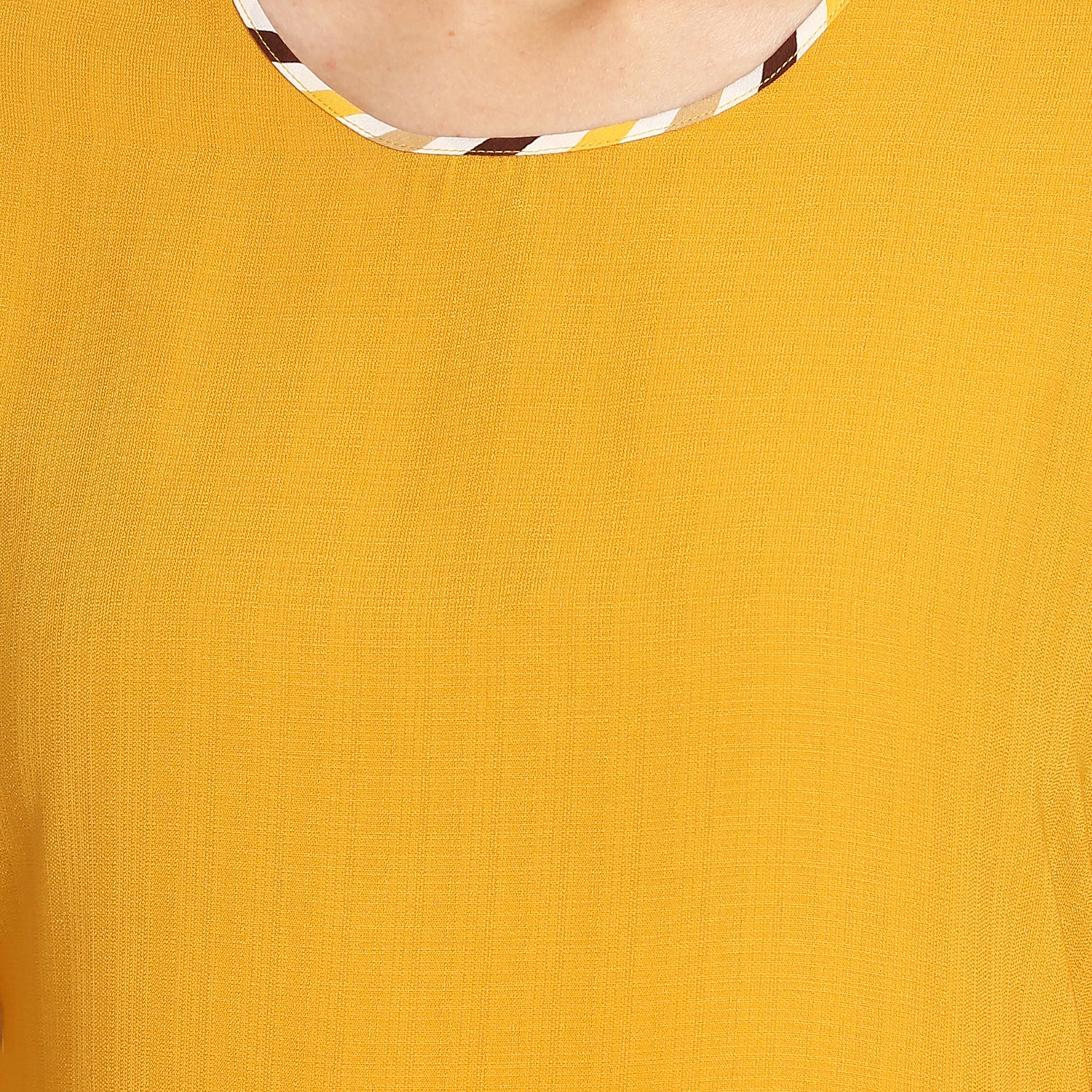 Yellow Round Neck Kurta for Women-5