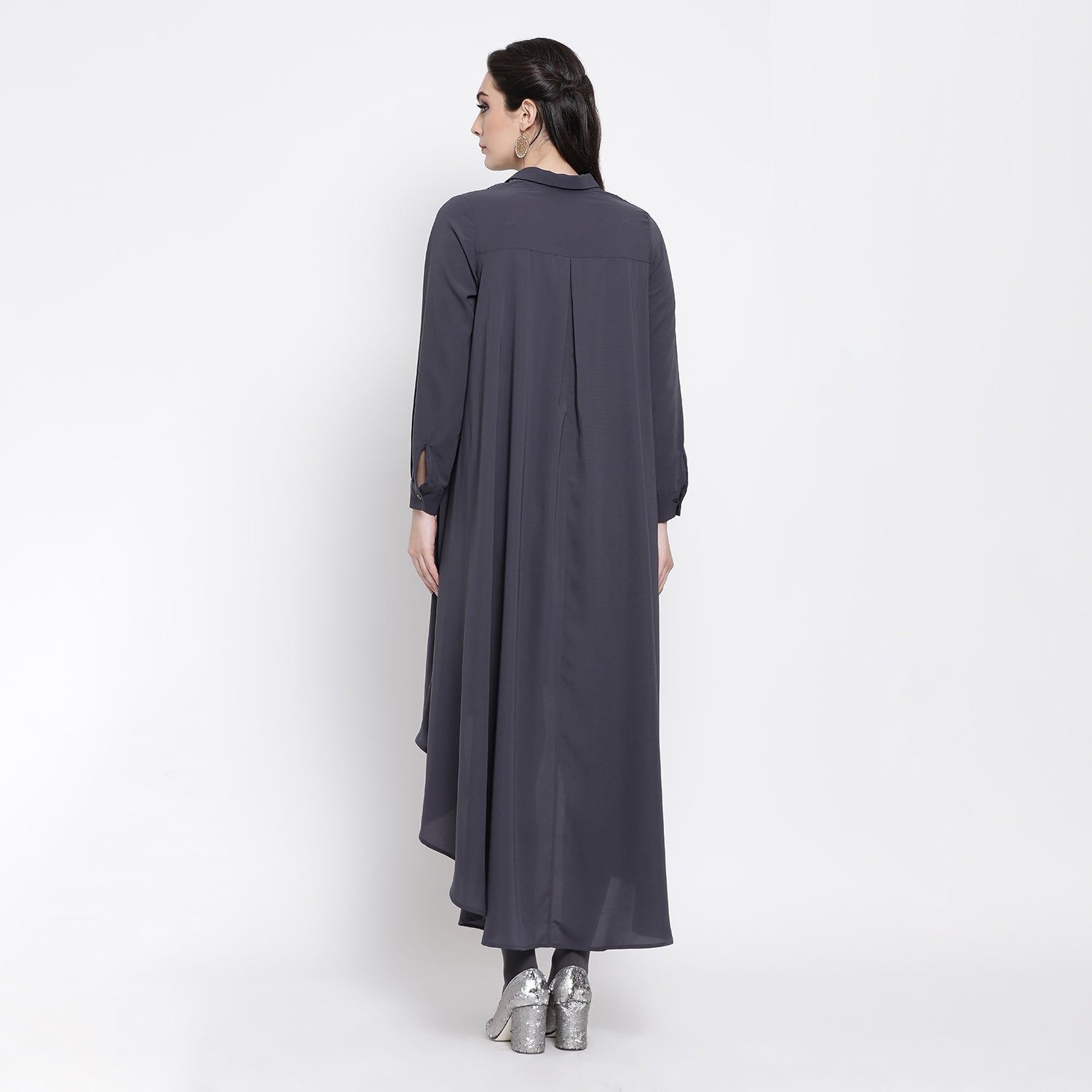 Slate Blue High Low Tunic for Women-4