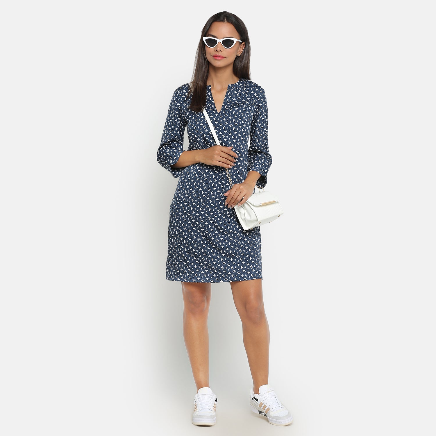 Blue Bird Printed Short Dresses for Women