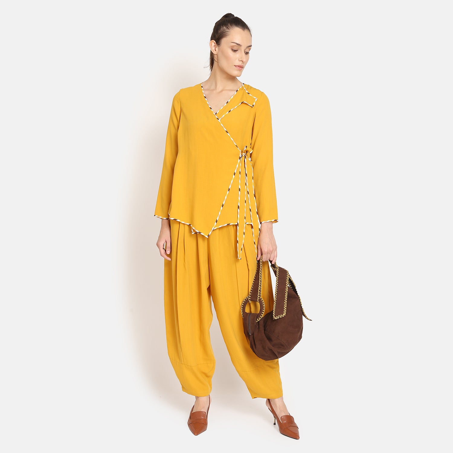 Yellow Overlap Jacket for Women