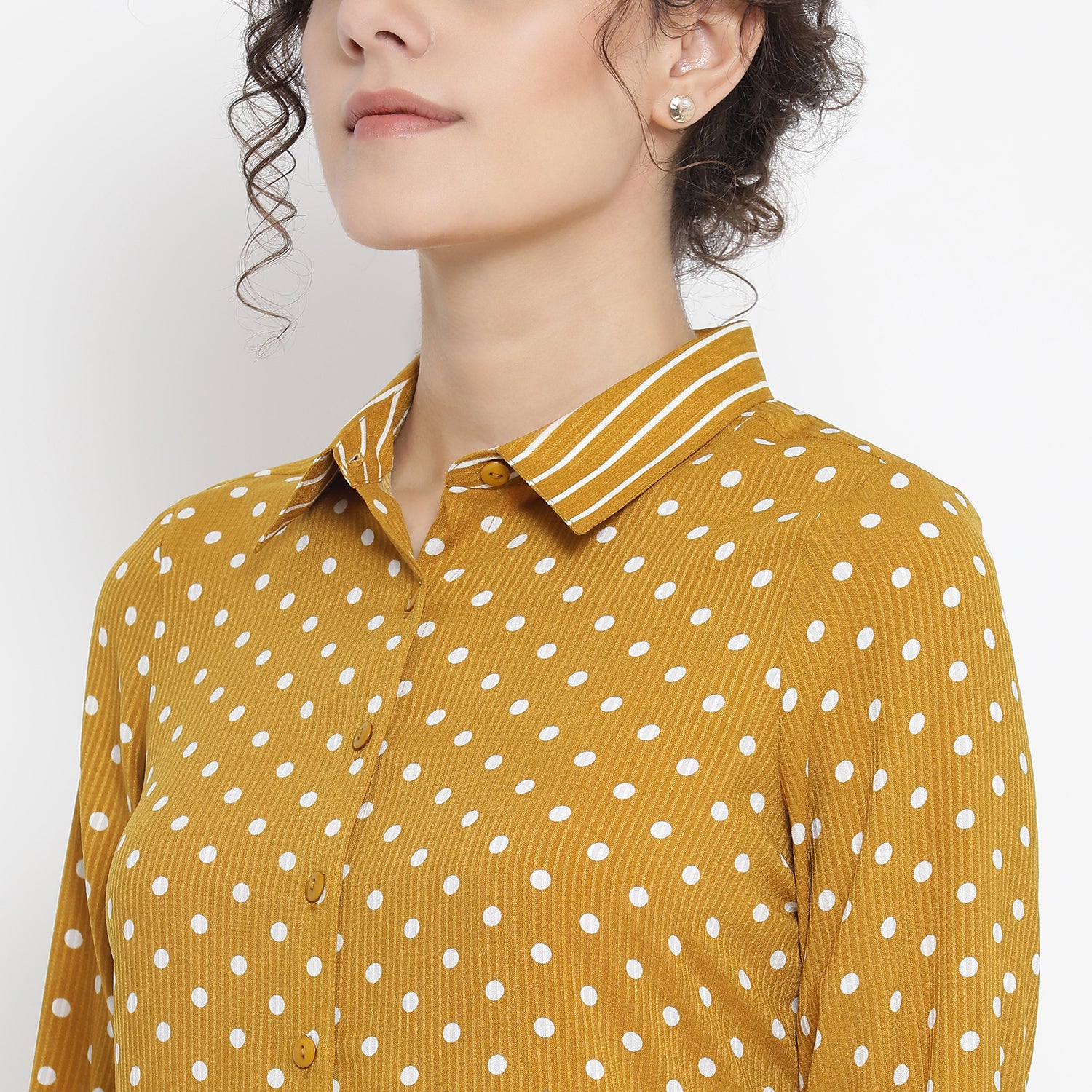 Yellow And White Polka Tunic for Women-4