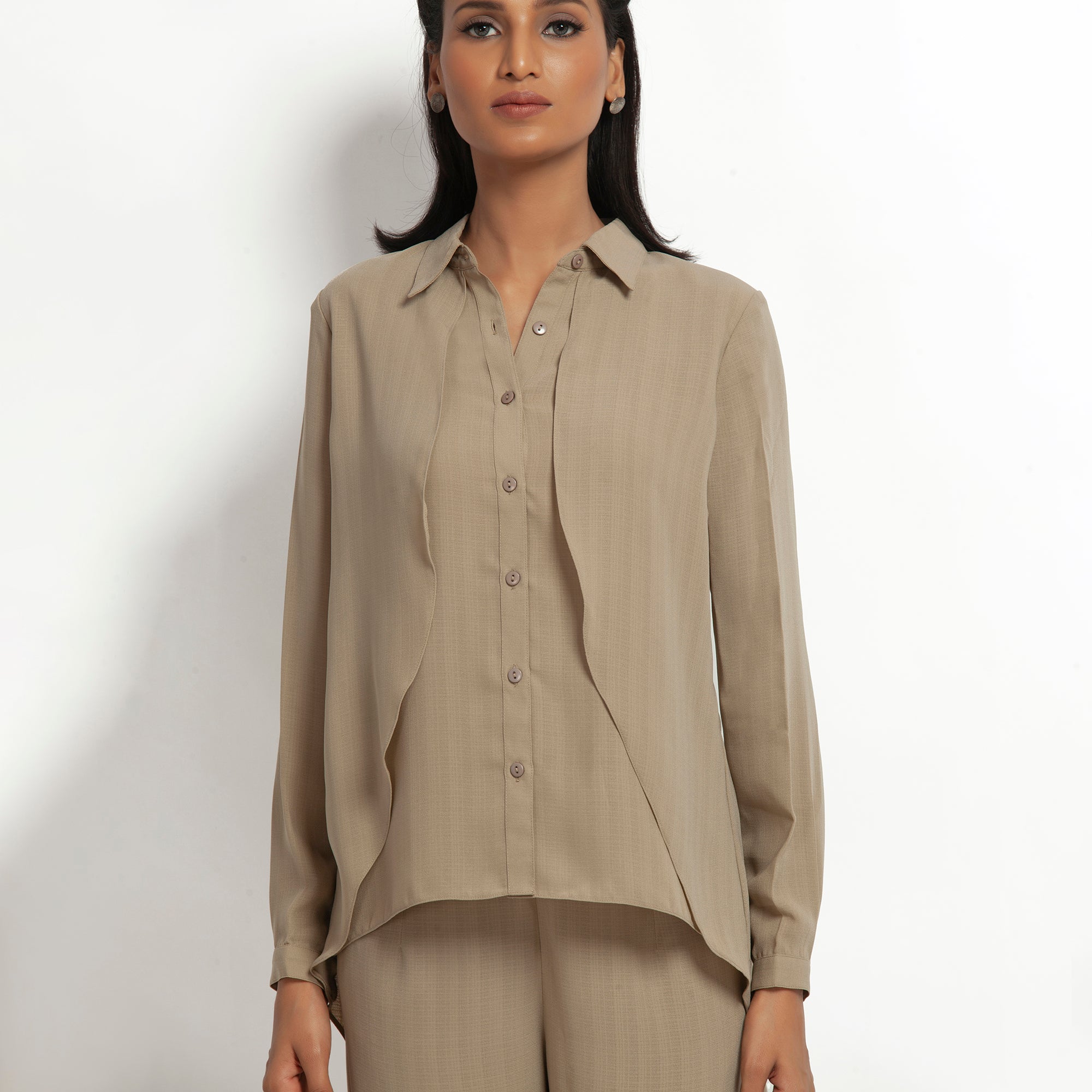 Beige Double Layer Asymmetrical Top, formal tops for women
tops for women stylish
office dress for women
stylish tops for women