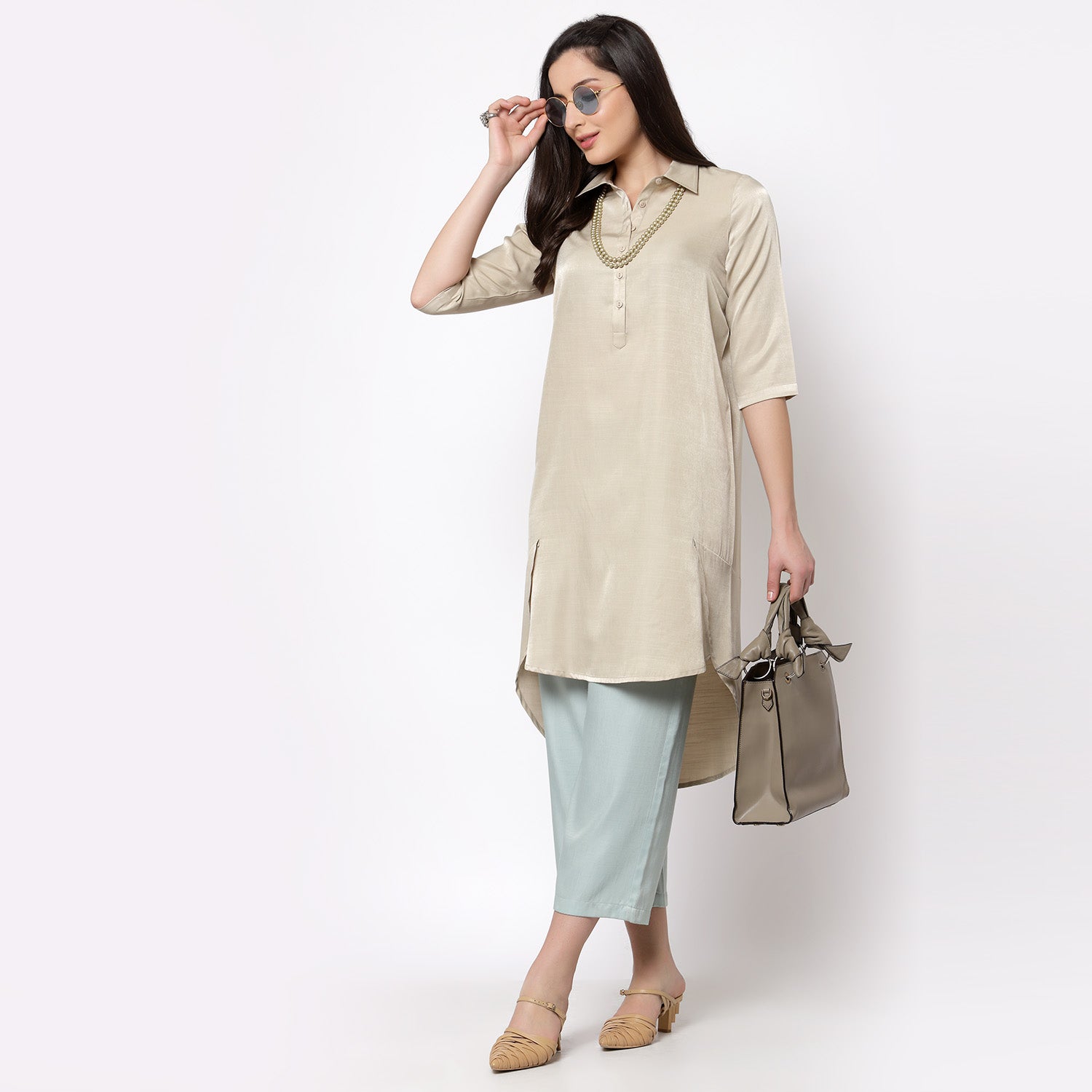 Buy Beige Flap Wear Tunic for Women-3