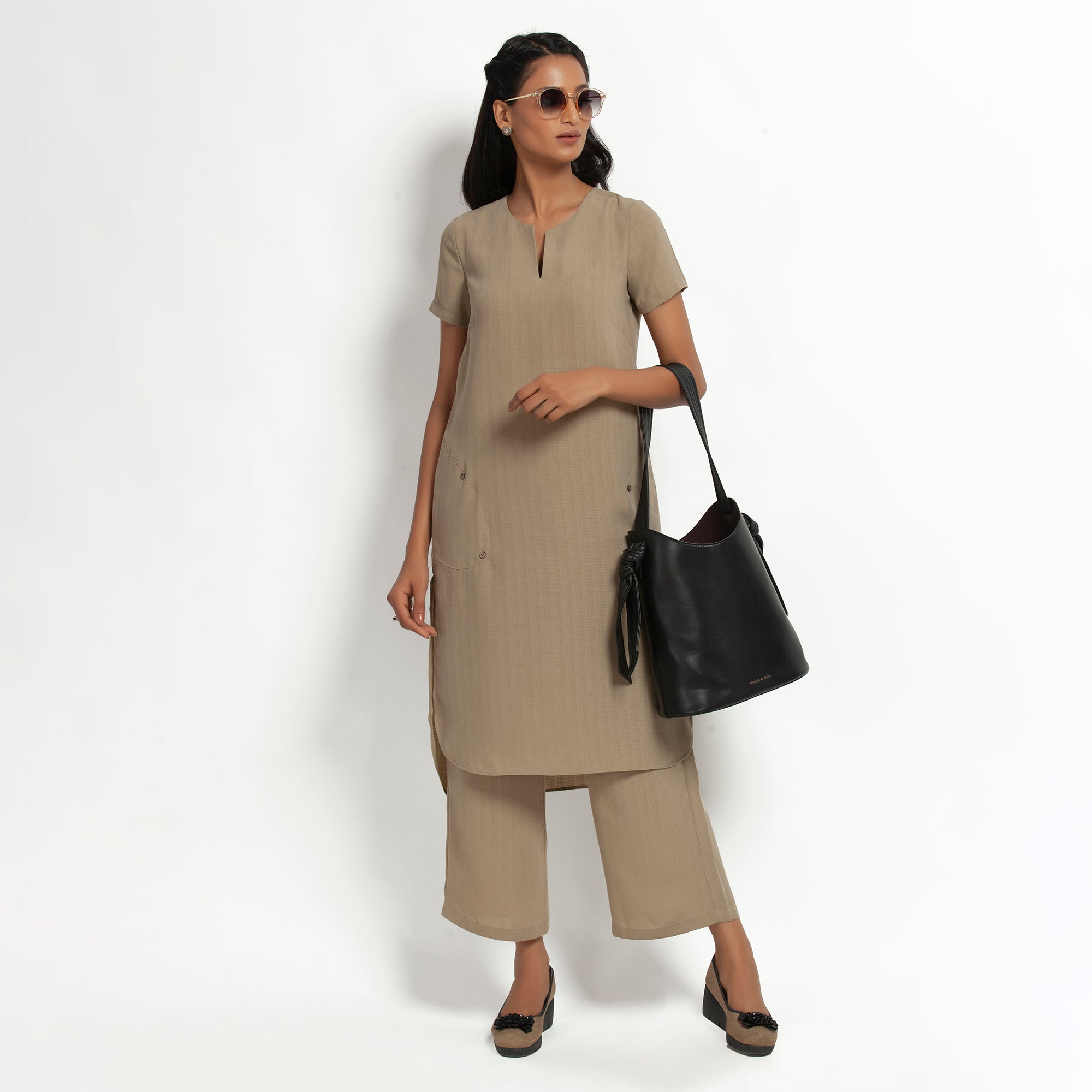 Beige Kurta With Pocket