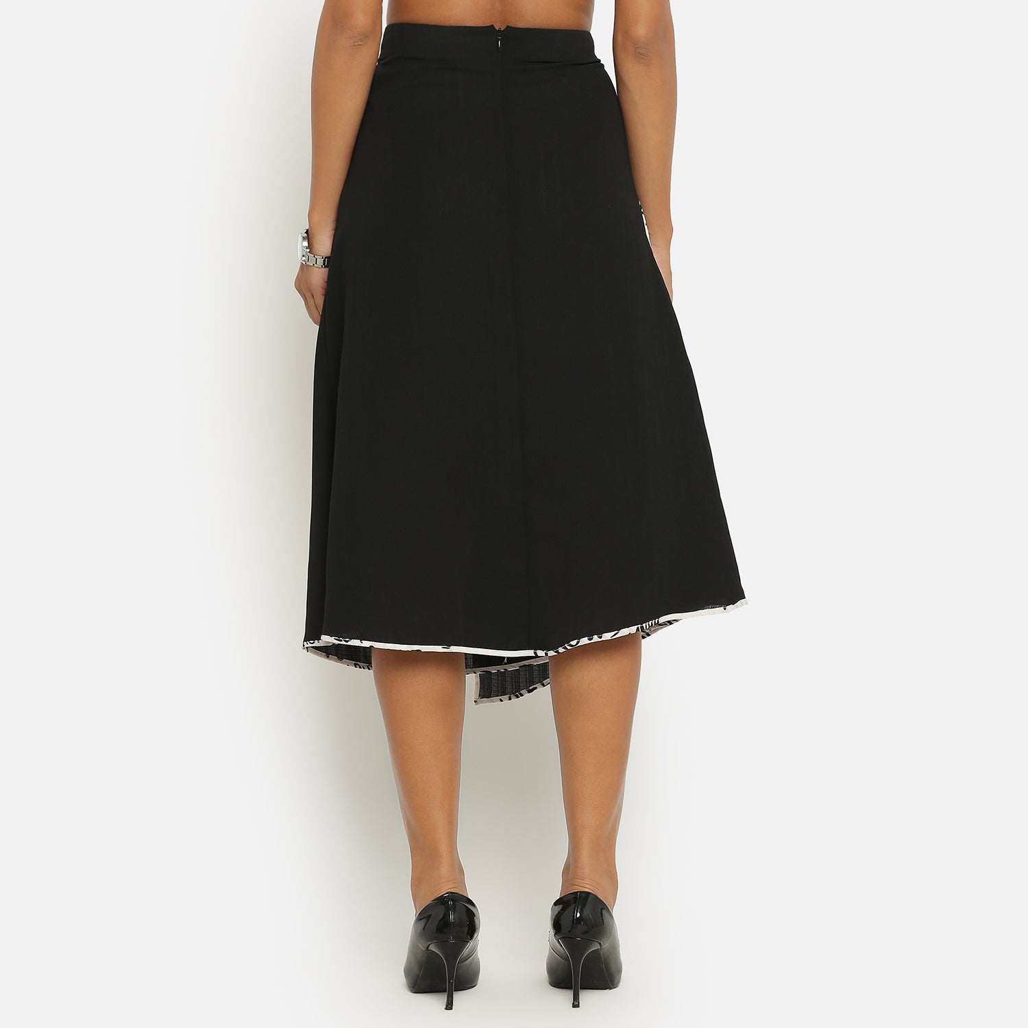 Black Asymmetrical Skirt With Contrast Piping, frocks for women
indian designer skirts