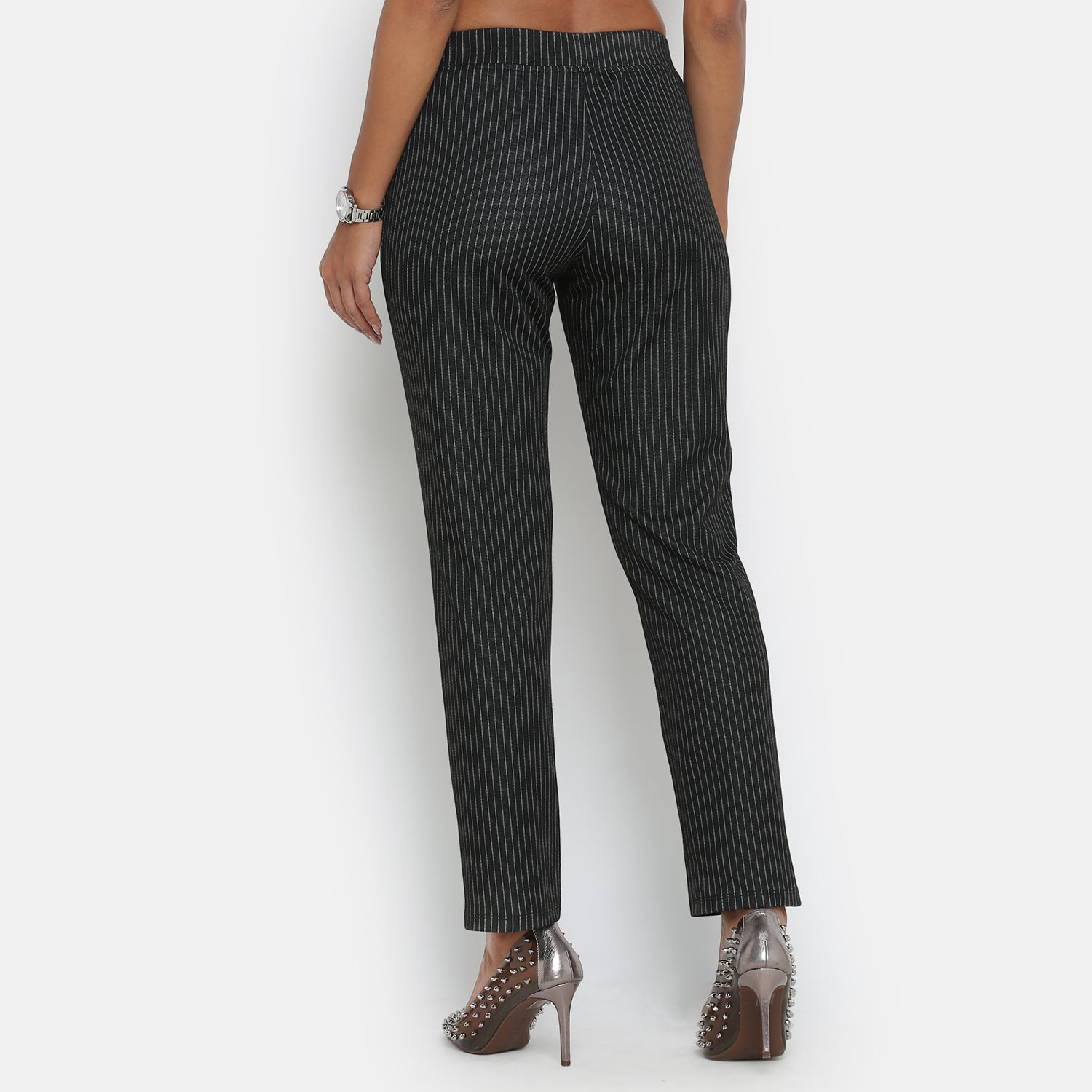 Black Knit Pant With Lines, formal pants
loose pants for women