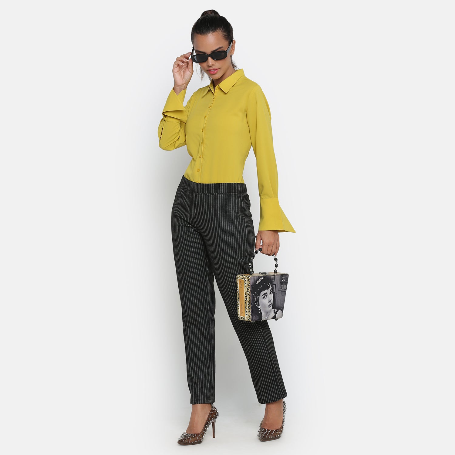 Black Knit Pant With Lines, formal pants
loose pants for women