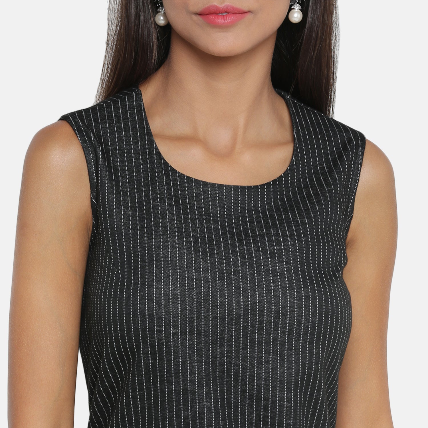 Black Line Sleeveless Dresses for Women-4