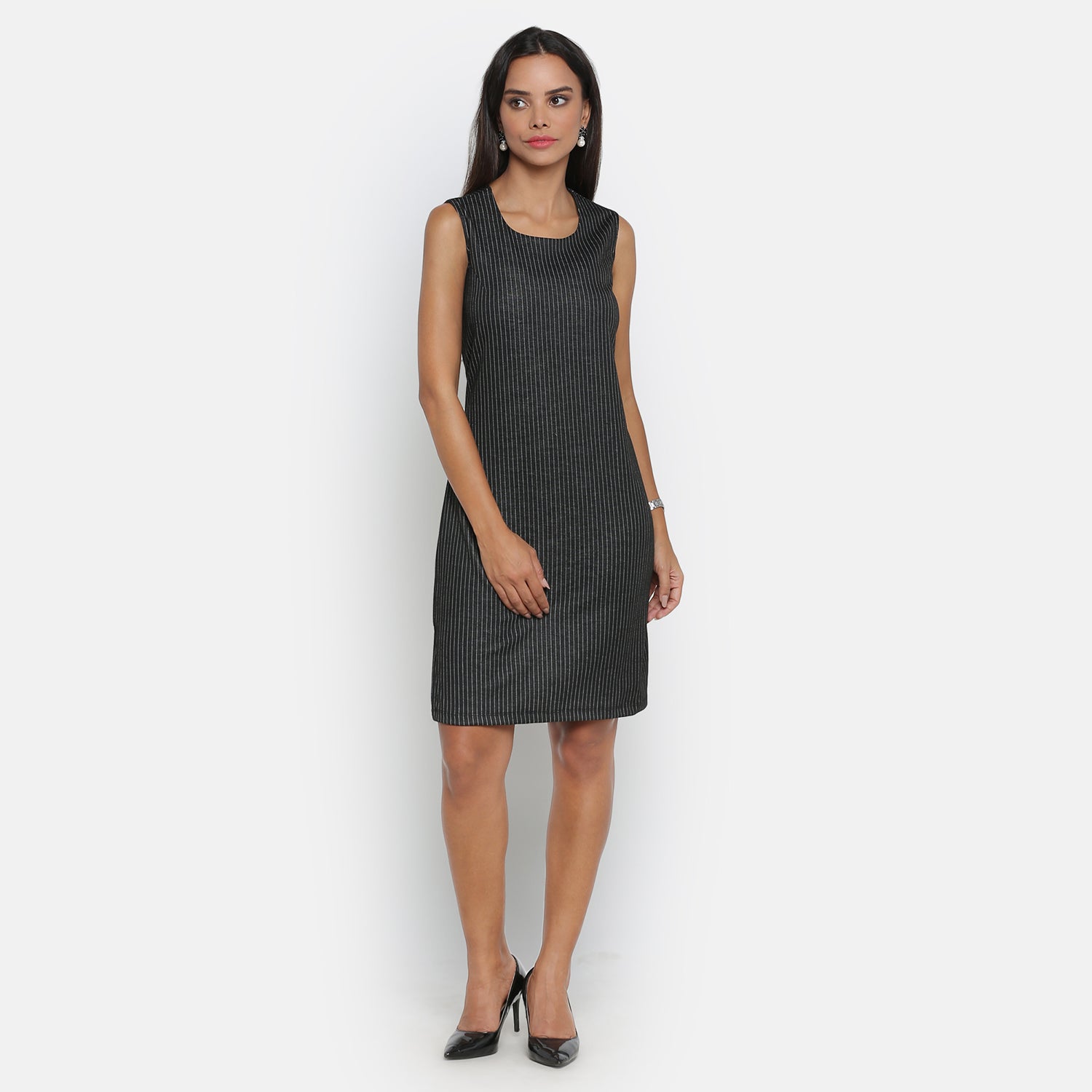 Black Line Sleeveless Dresses for Women
