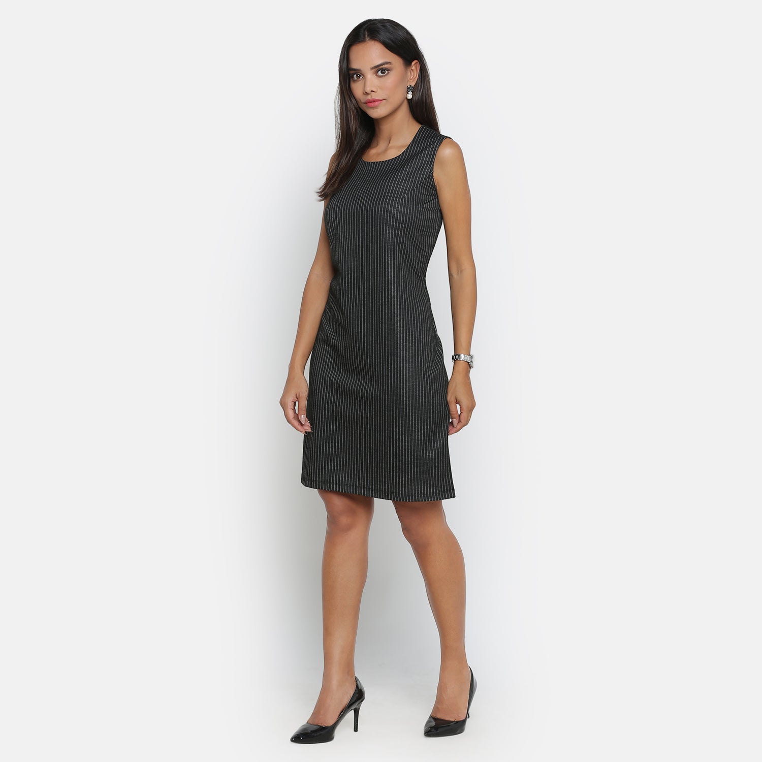 Black Line Sleeveless Dresses for Women-2