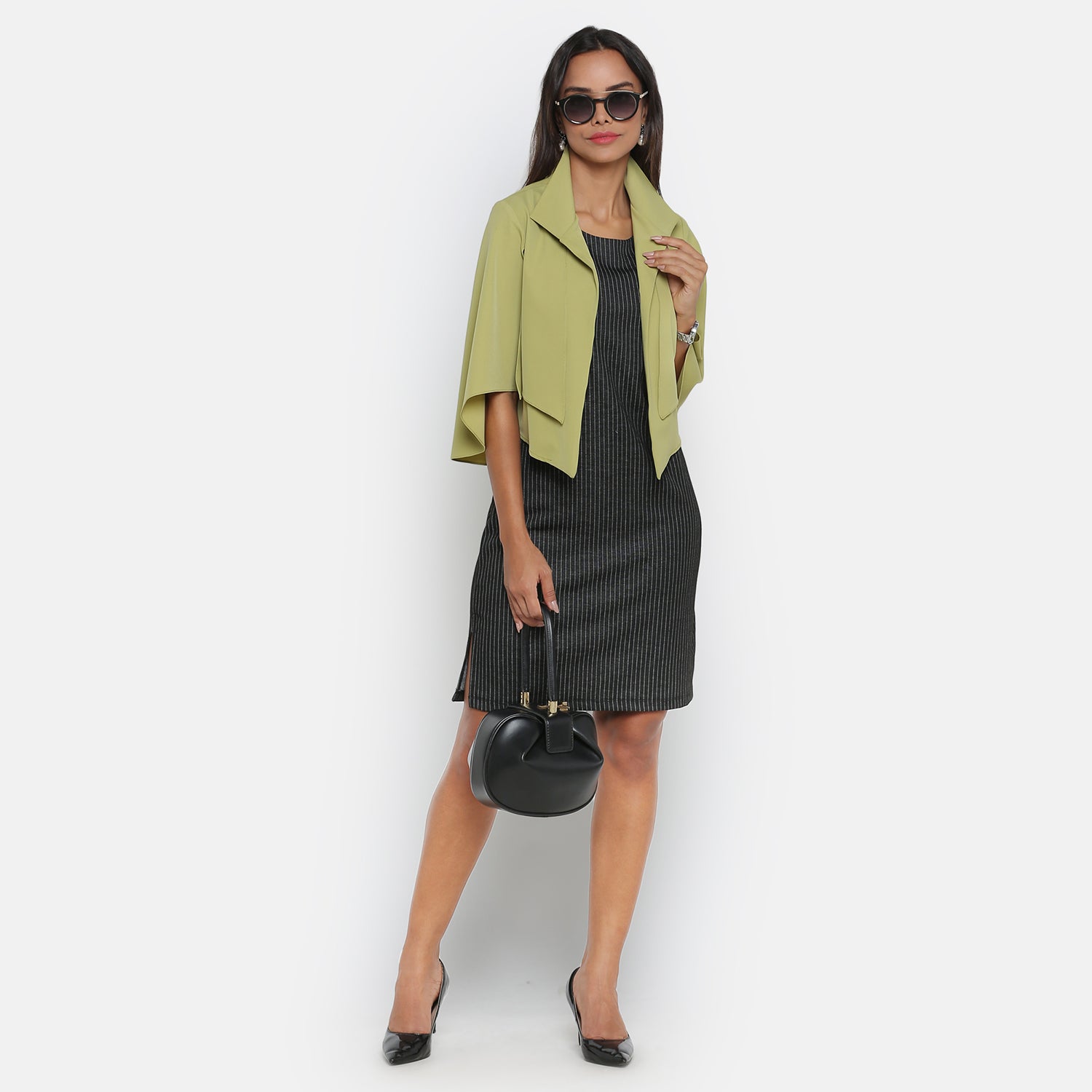 Black Line Sleeveless Dresses for Women-6