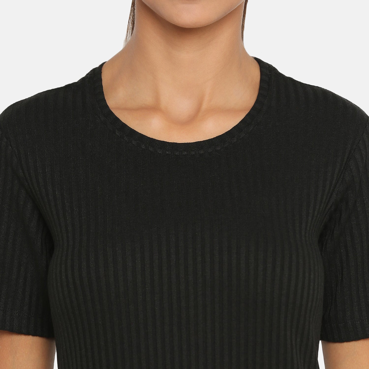 Black Ribbed Asymmetrical Dresses for Women-5