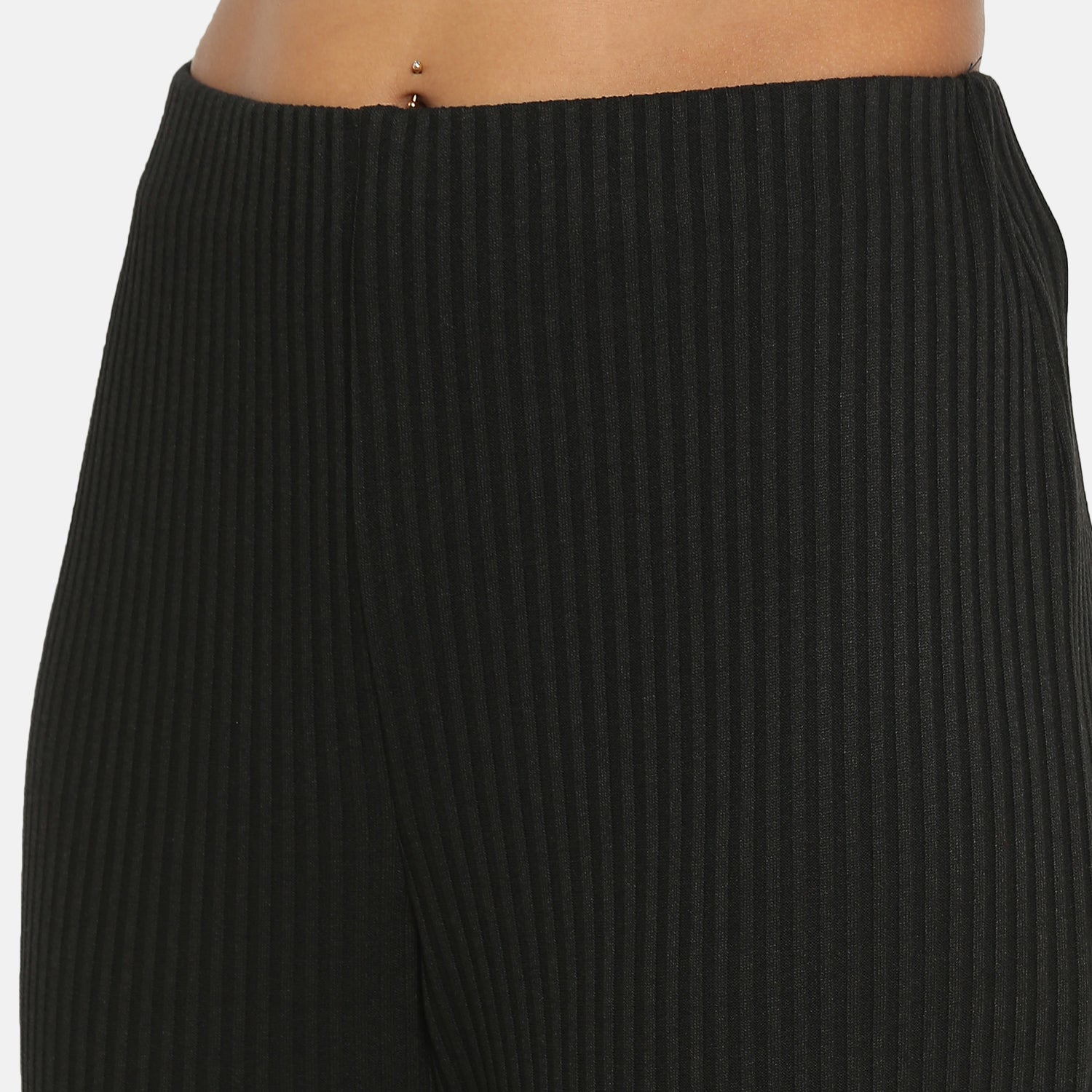 Buy Black Ribbed Plazzo for Women-4