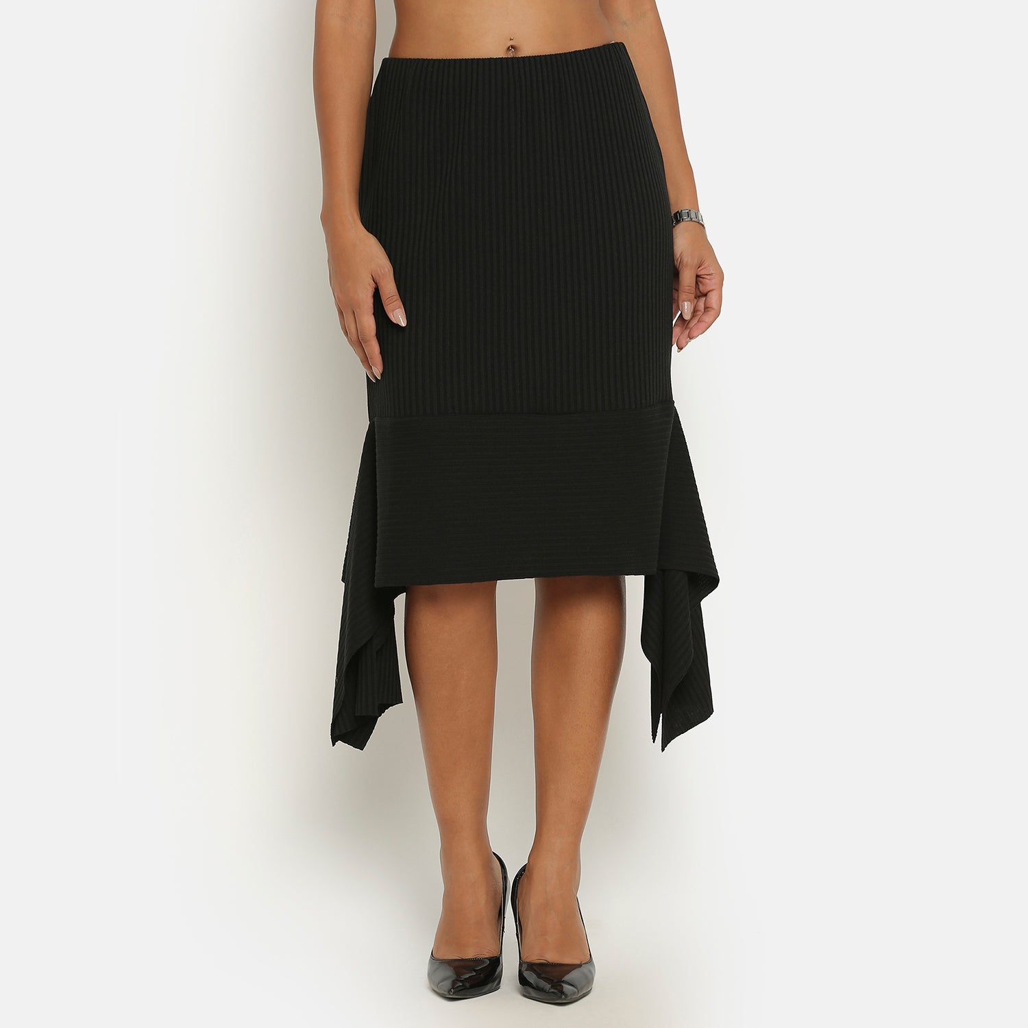Black Ribbed Skirt, frocks for women
indian designer skirts