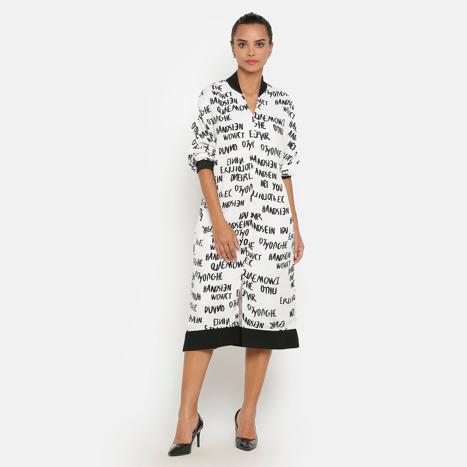 Buy Black & White Printed Dresses for Women-1