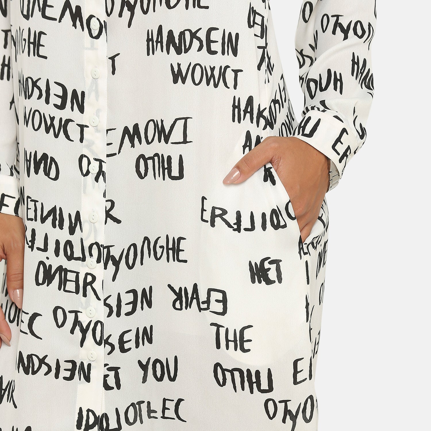 Black & White Printed Tunic, Chic Tunics for Office Wear - Modern Elegance Redefined