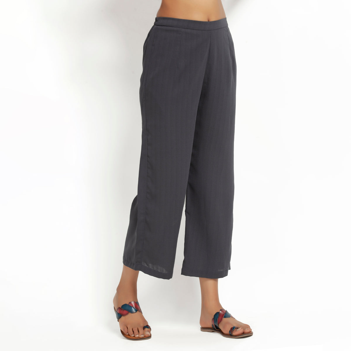 Dark Grey Straight Plazzo for Women-2