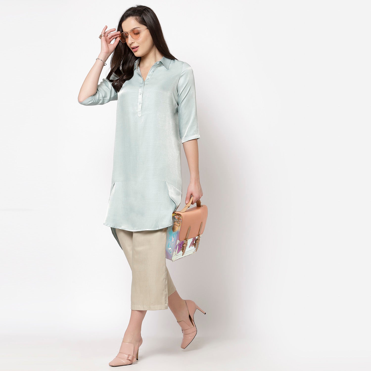 Beige Straight Plazzo for Female-1