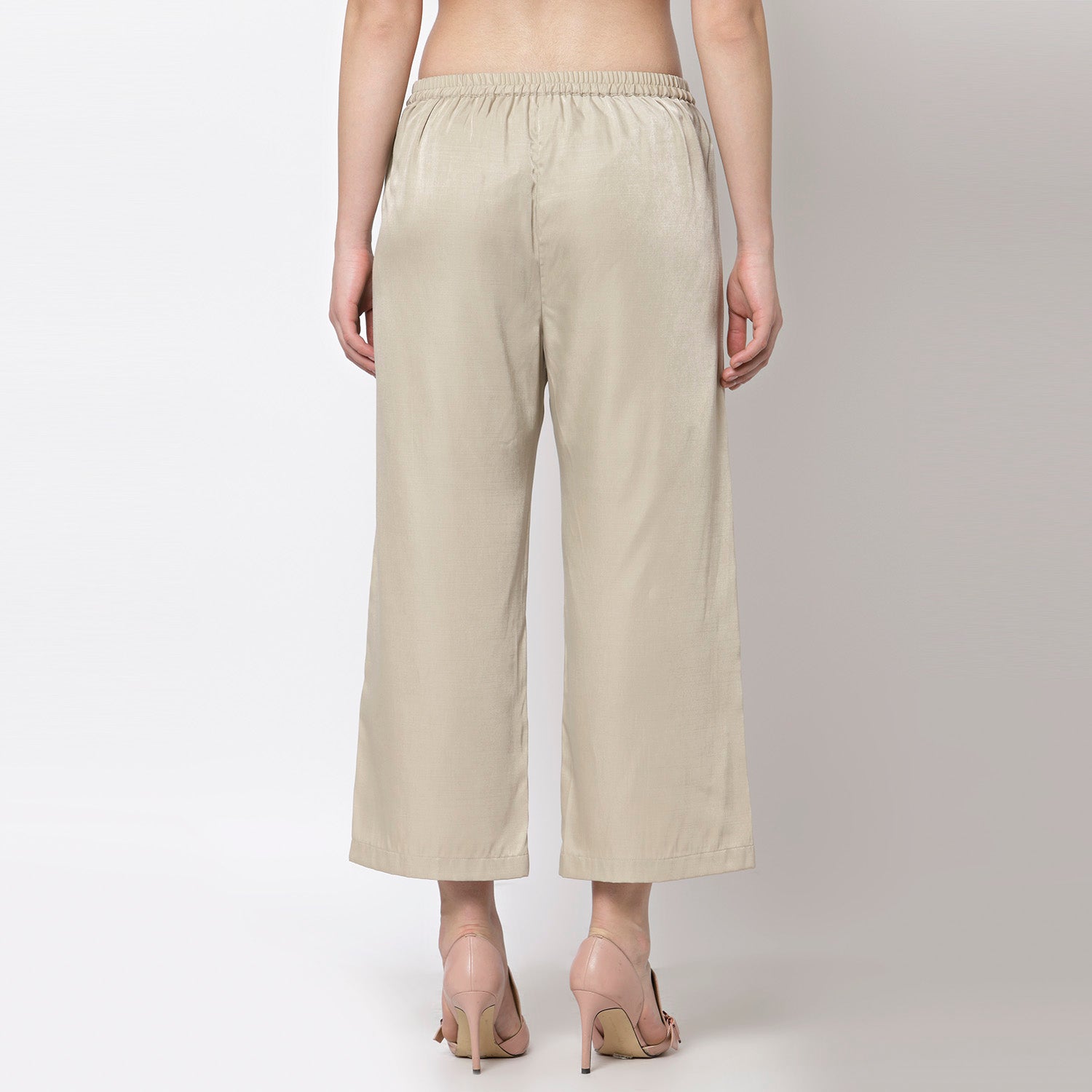 Beige Straight Plazzo for Female-5