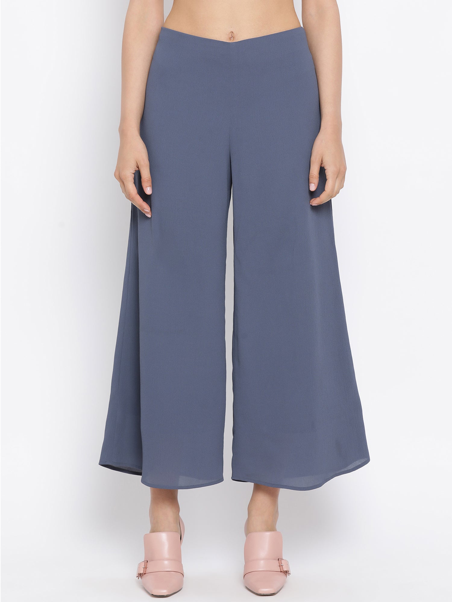 Stone Blue Crepe Palazzo for Women