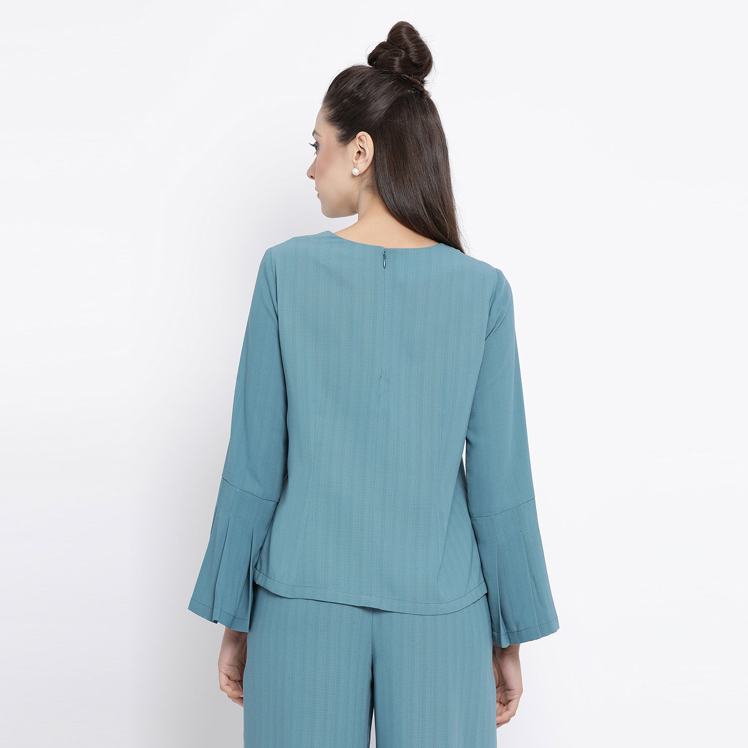 Buy Teal Office Wear Tops for Women -2