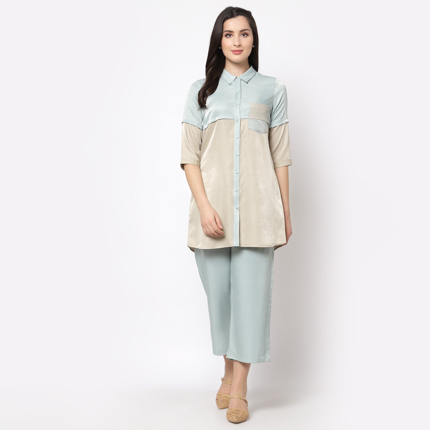 Blue Straight Plazzo for Women-3