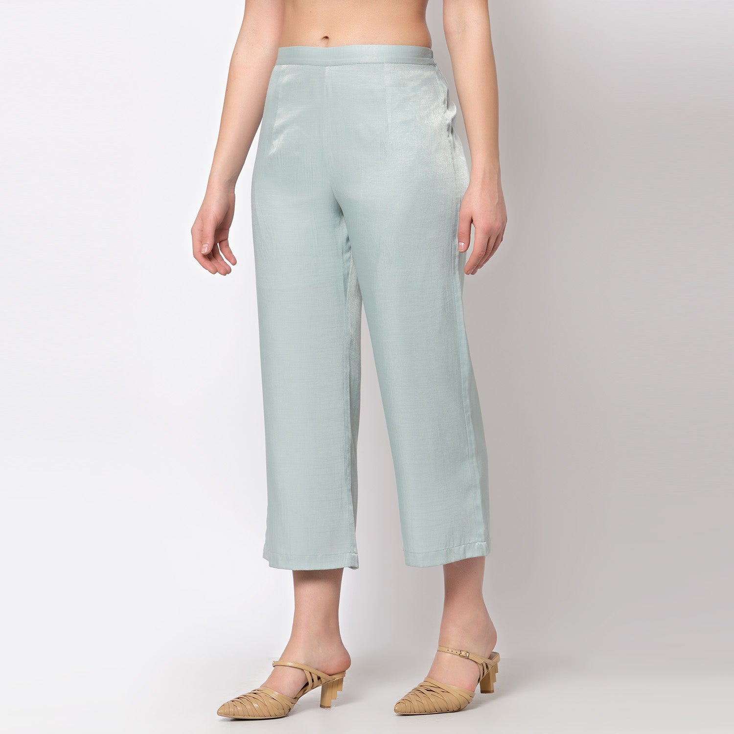 Blue Straight Plazzo for Women-1