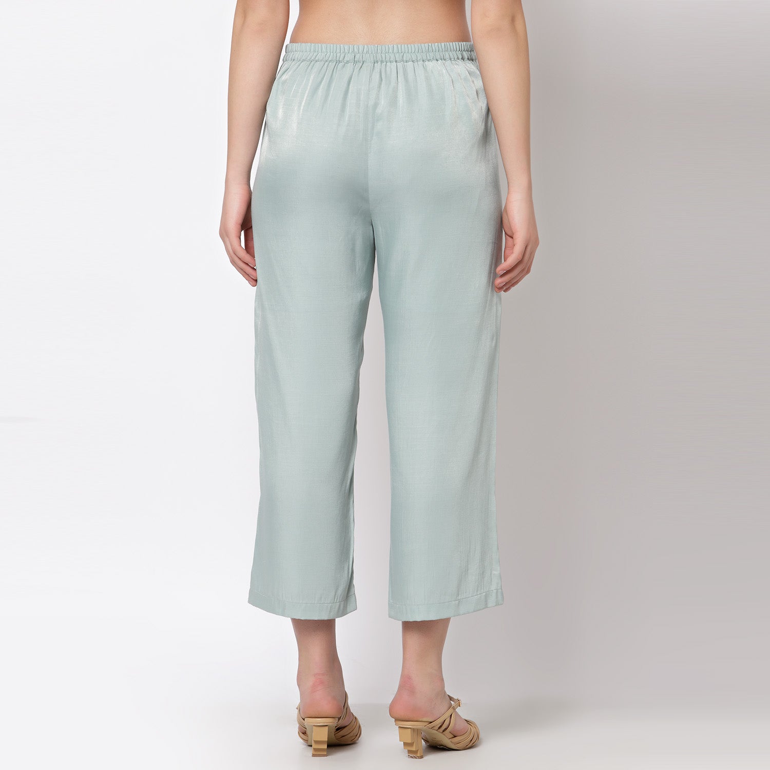 Blue Straight Plazzo for Women-4