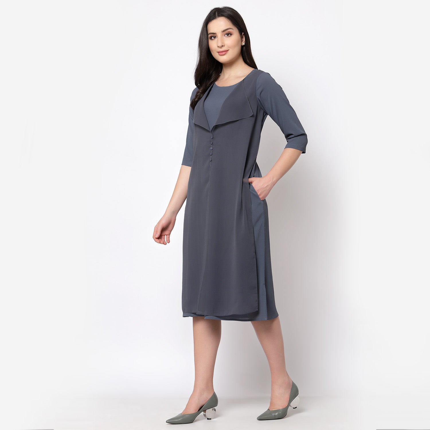 Buy Blue Drape Dresses for Women-3