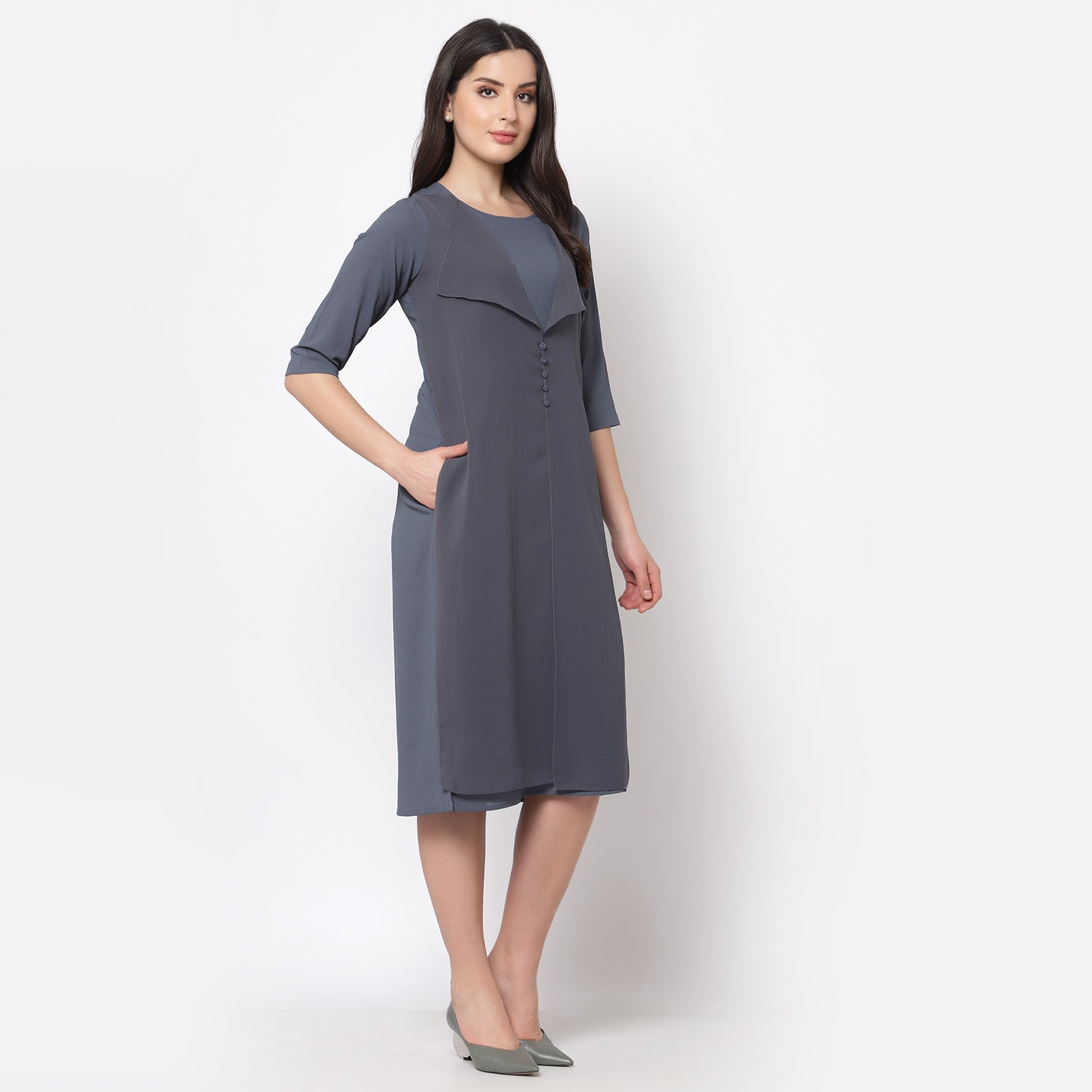 Buy Blue Drape Dresses for Women-4