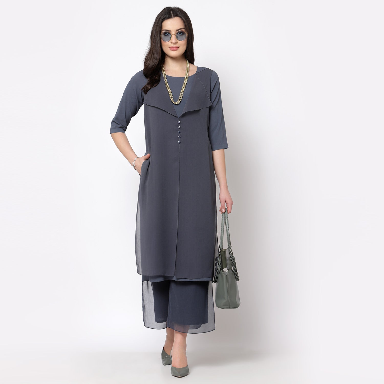 Buy Stone Blue Plazzo for Women-5