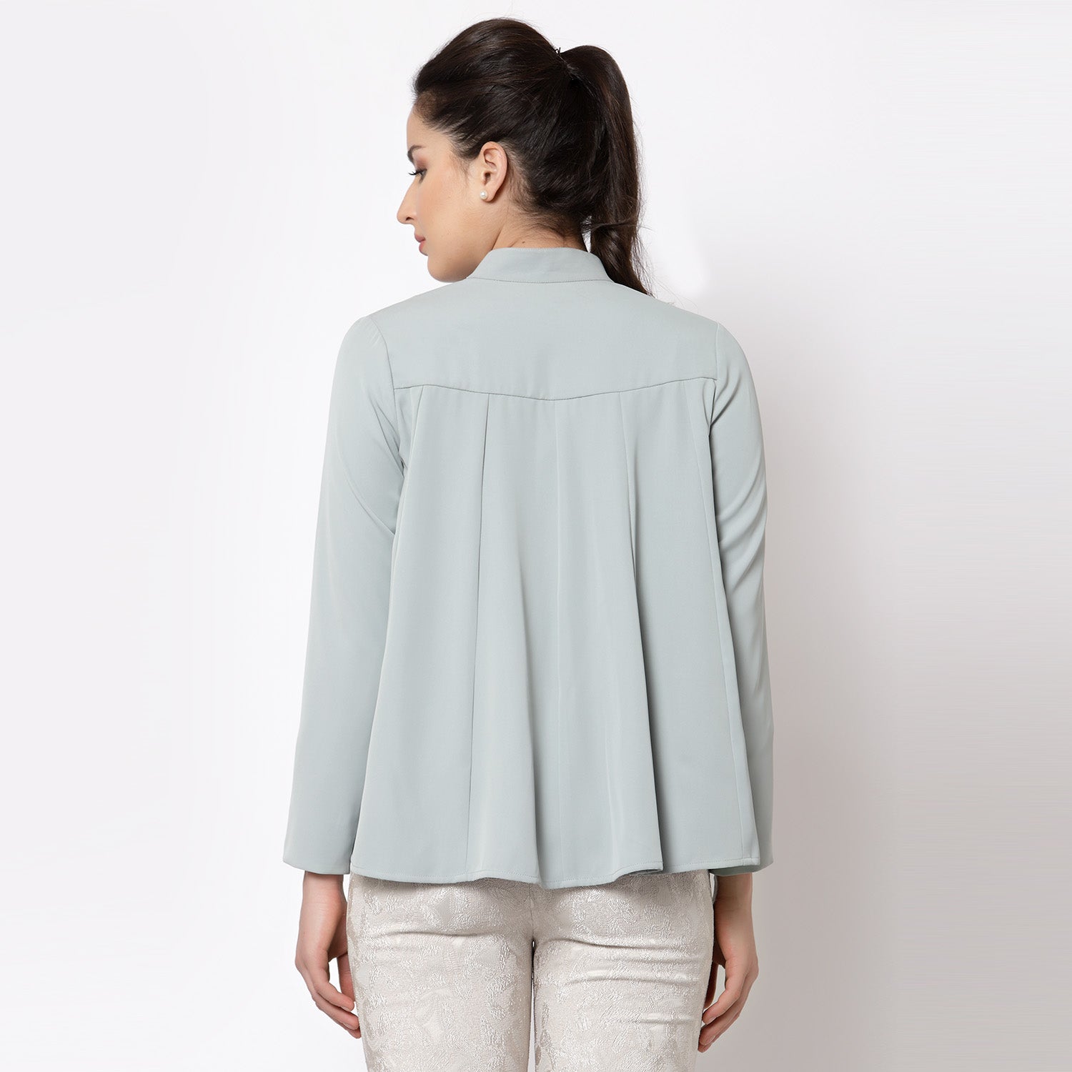 Blue Asymmetrical Flair Jacket for Women-2