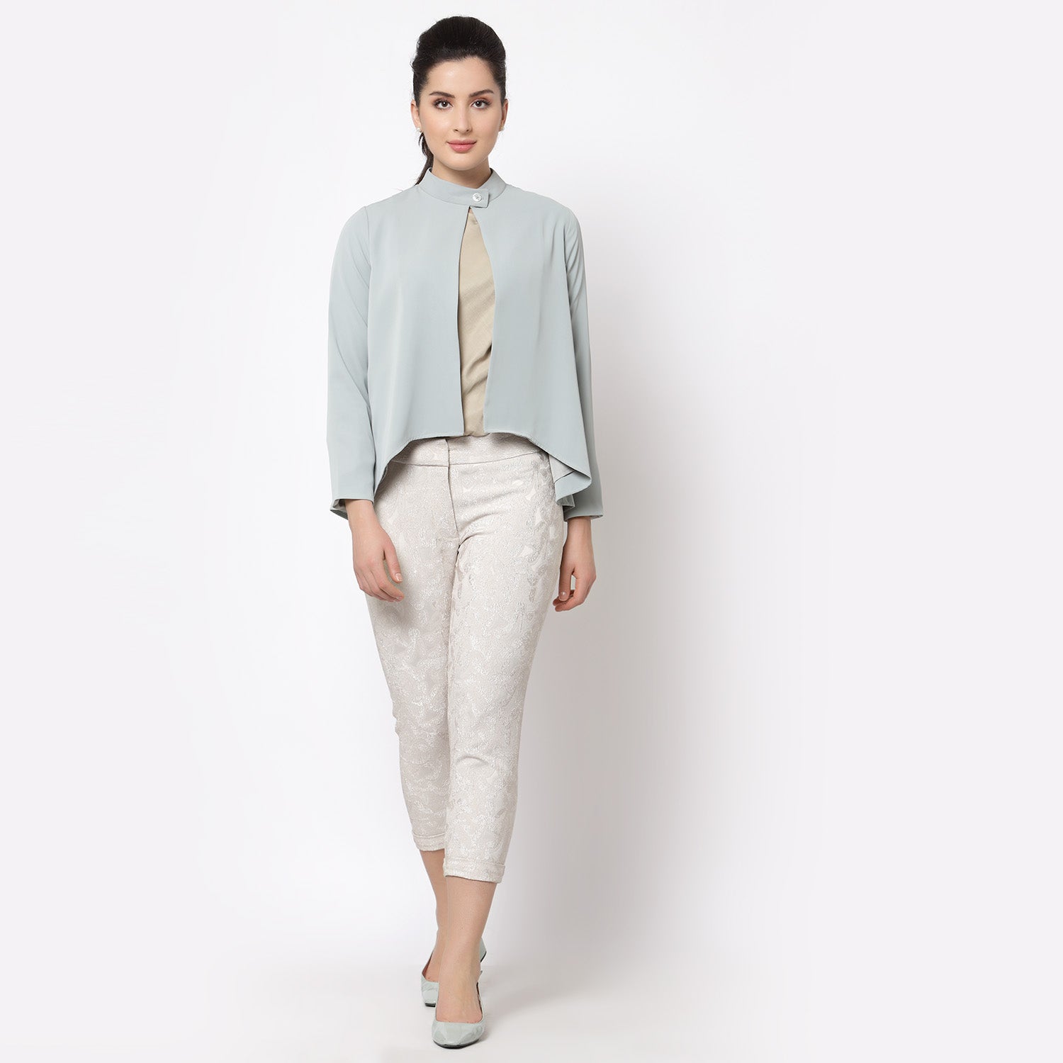 Blue Asymmetrical Flair Jacket for Women-3