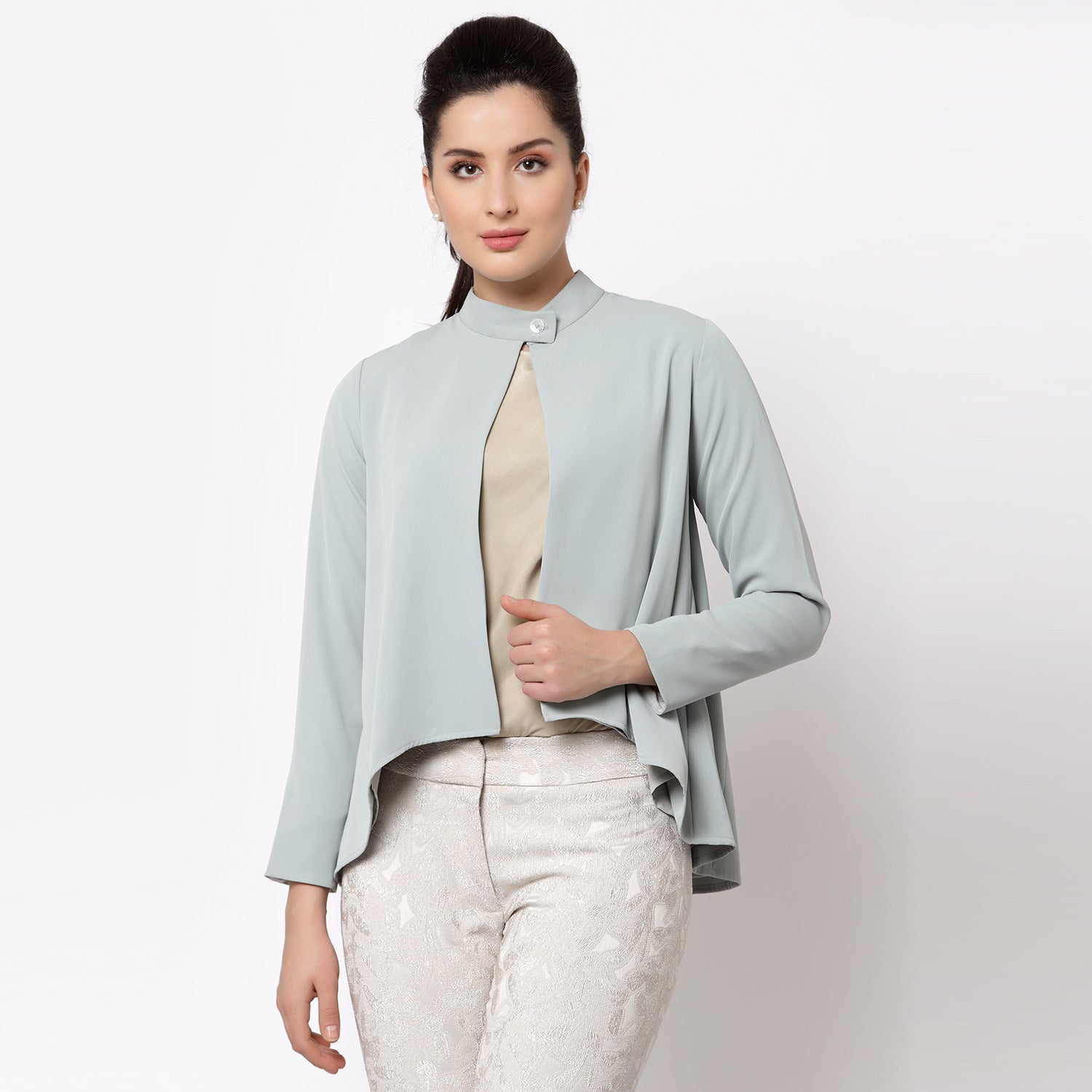 Blue Asymmetrical Flair Jacket for Women