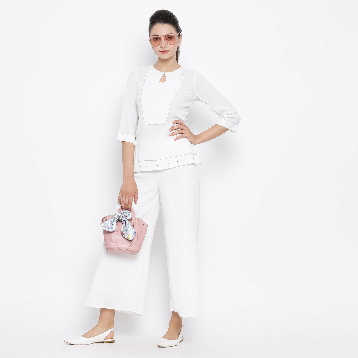 Buy White Crepe Top for Women-4