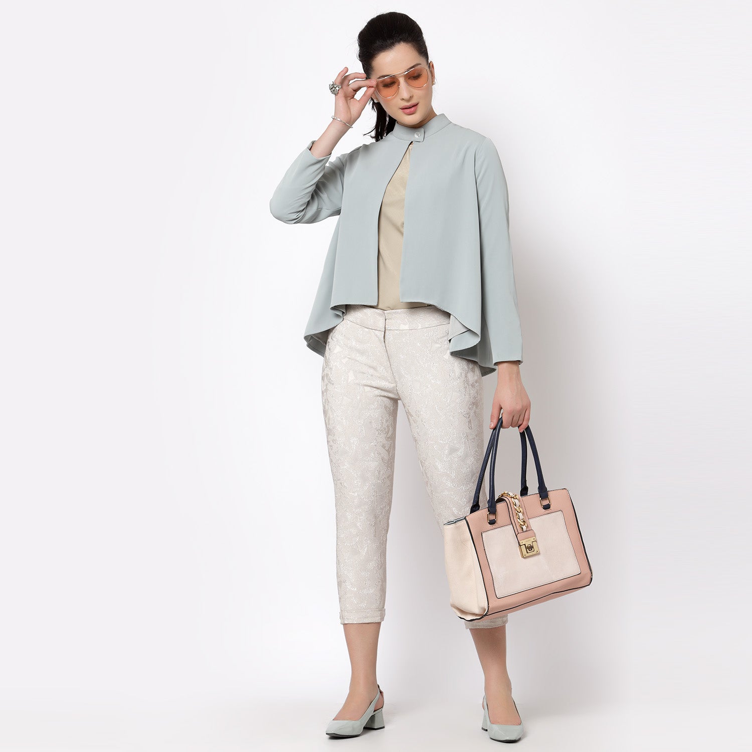 Blue Asymmetrical Flair Jacket for Women-4