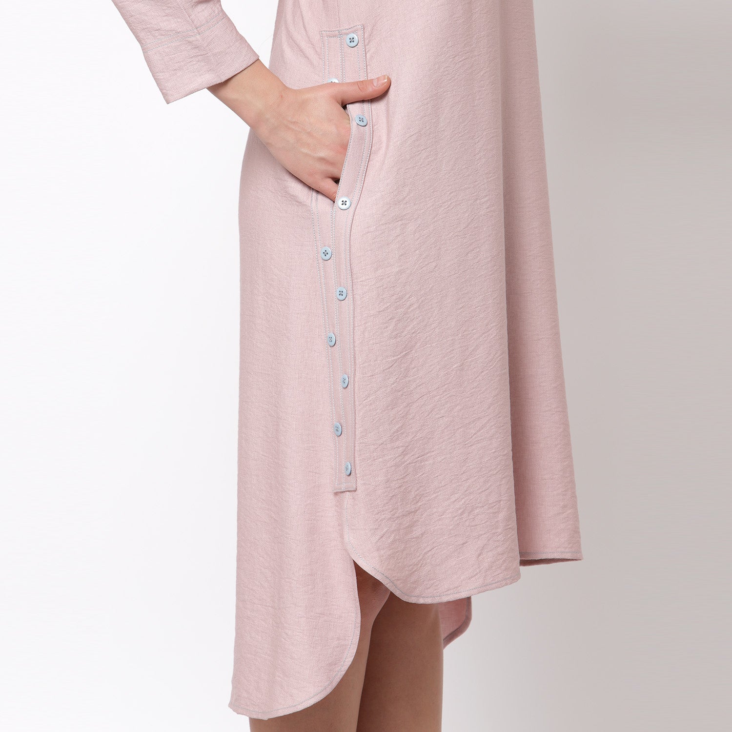 Pink Linen Kurta Style Tunic for Women-5