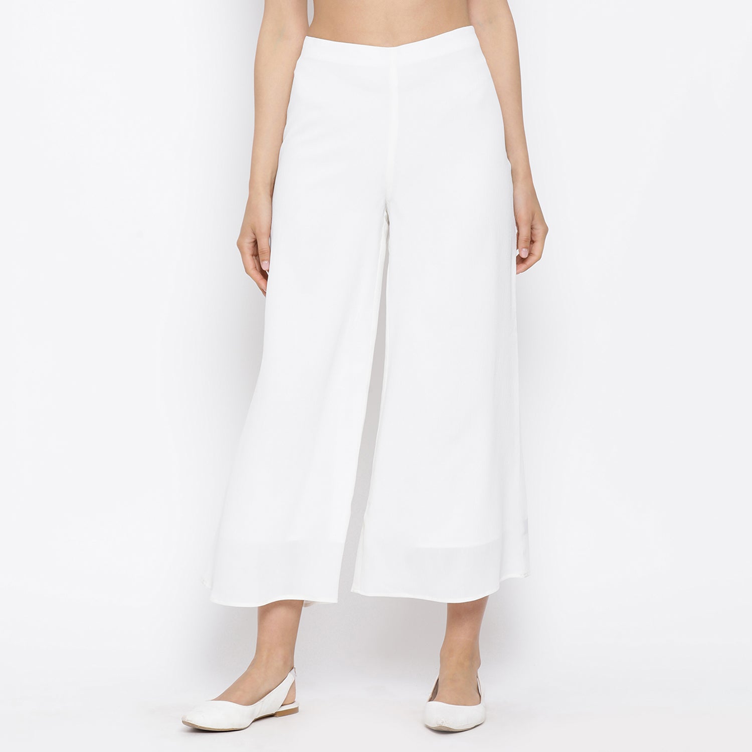 White Crepe Plazzo for Women