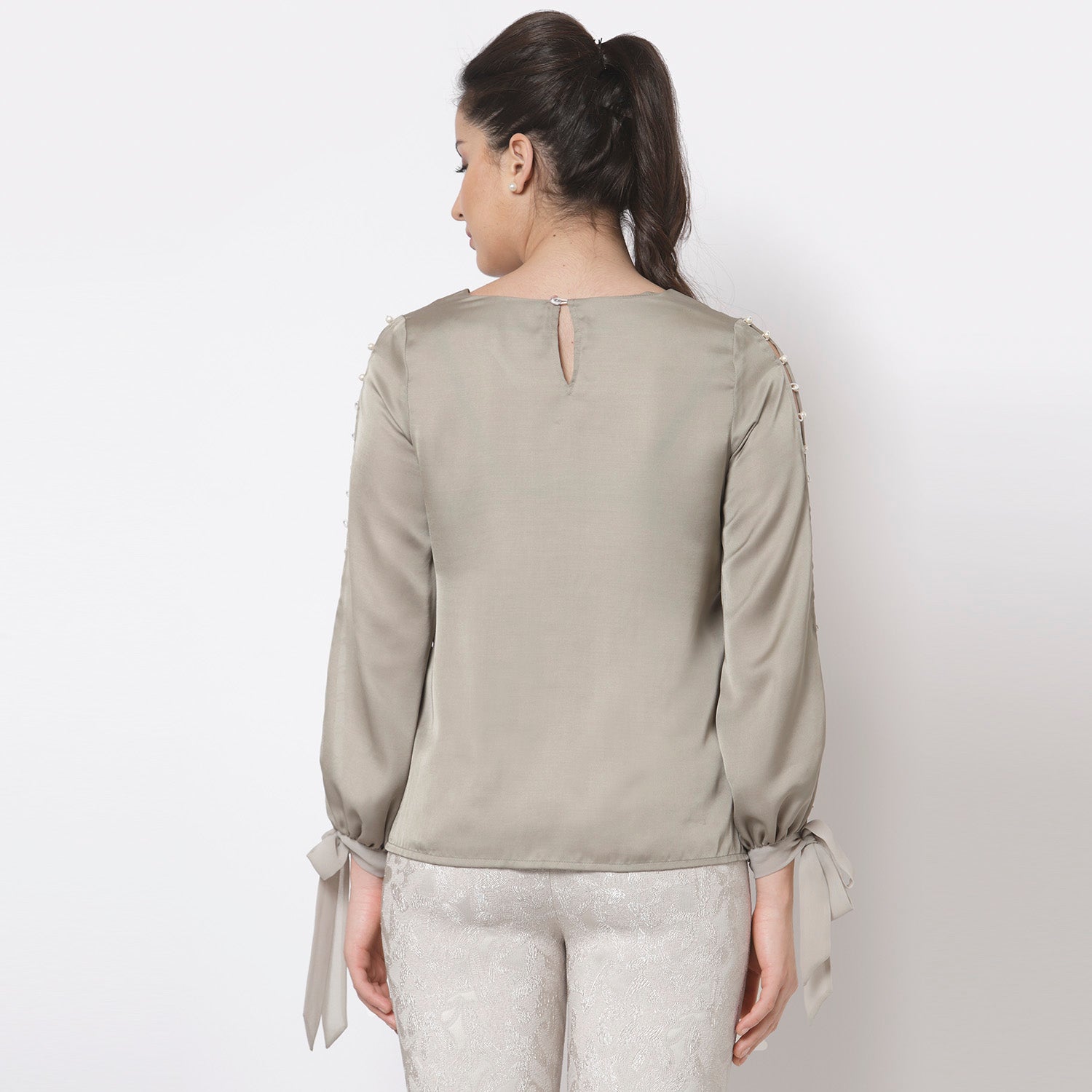 Buy Grey Satin Top for Women-4