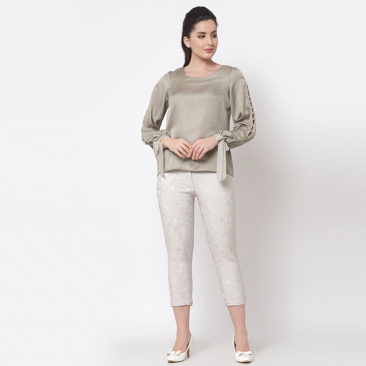 Buy Grey Satin Top for Women-2