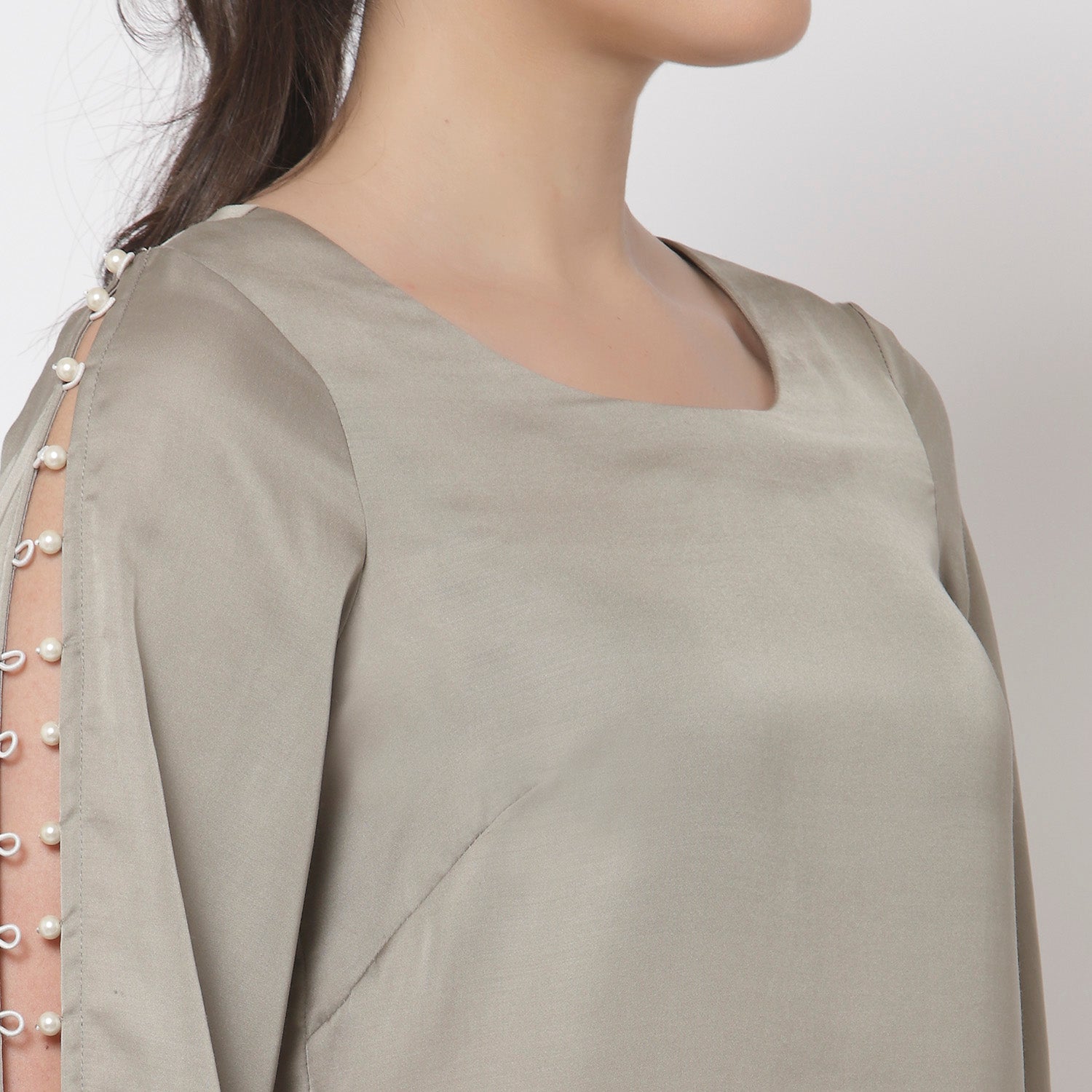 Buy Grey Satin Top for Women-5