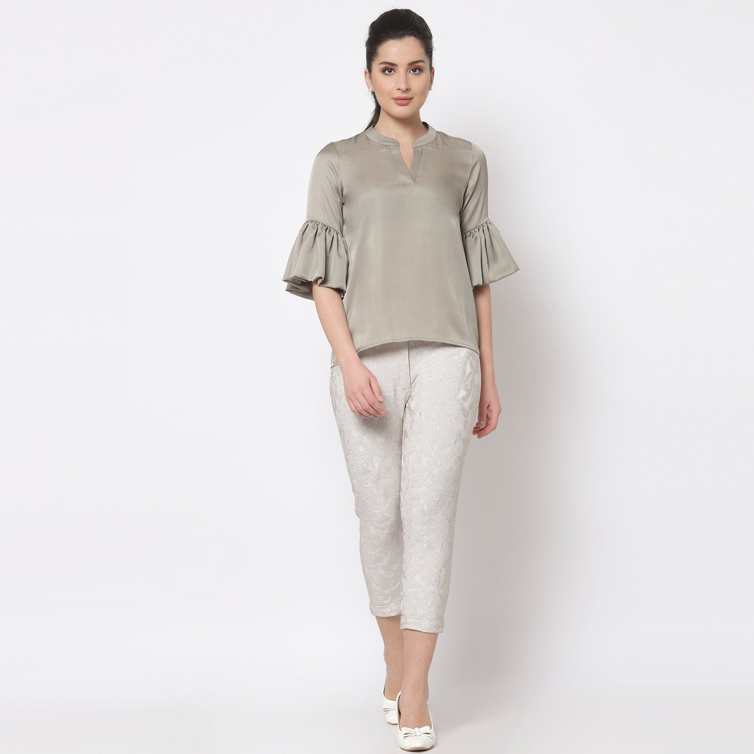 Buy Grey Satin Top for Women-2