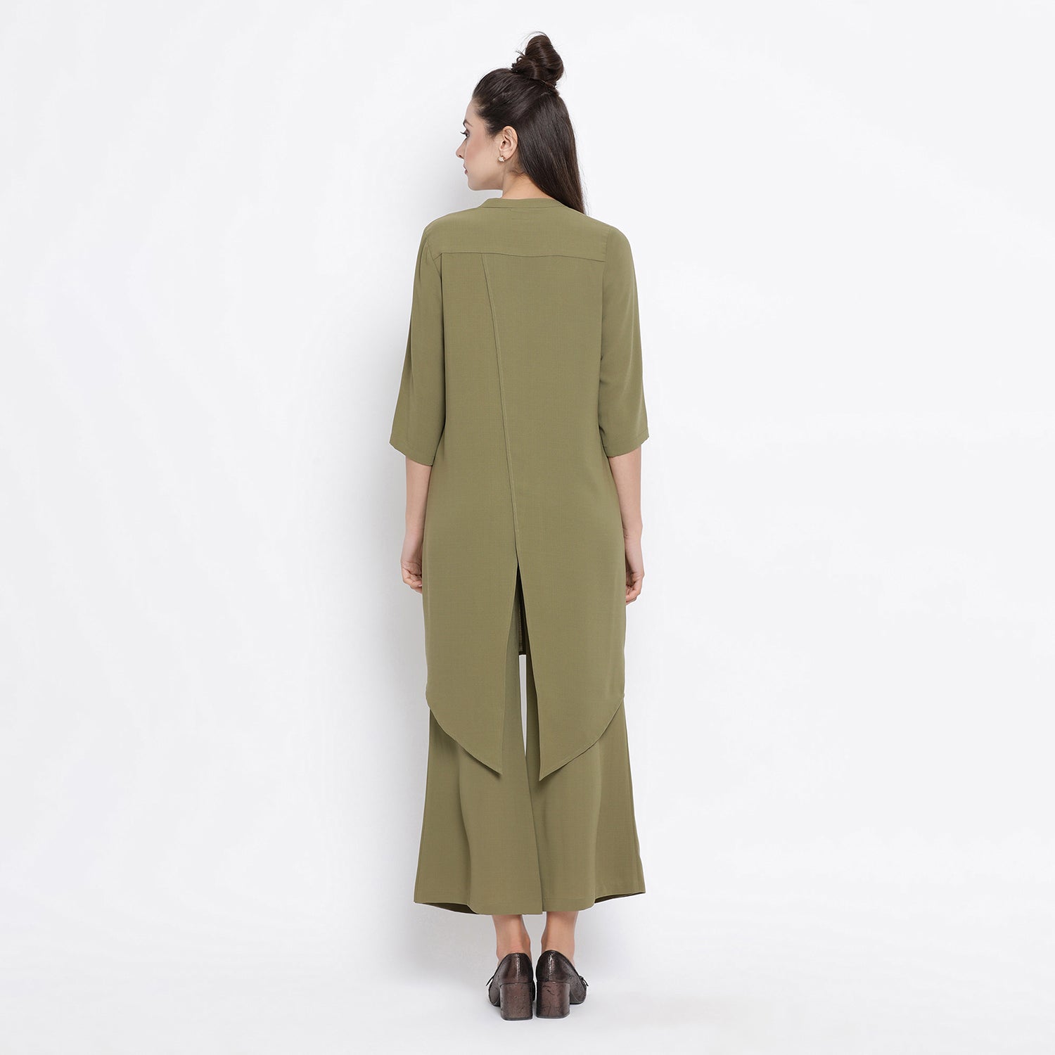 Olive Asymmetrical Tunic for Women-4