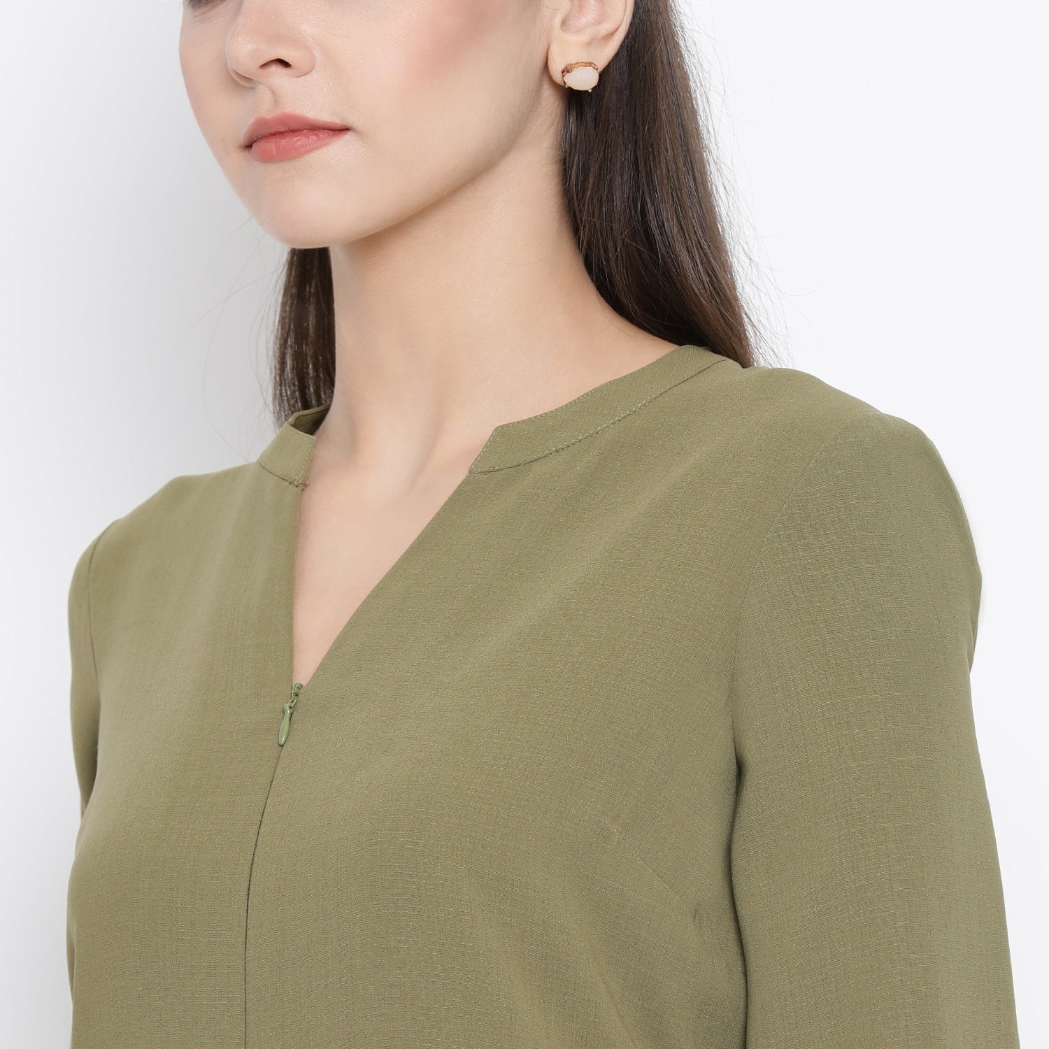 Olive Asymmetrical Tunic for Women-1