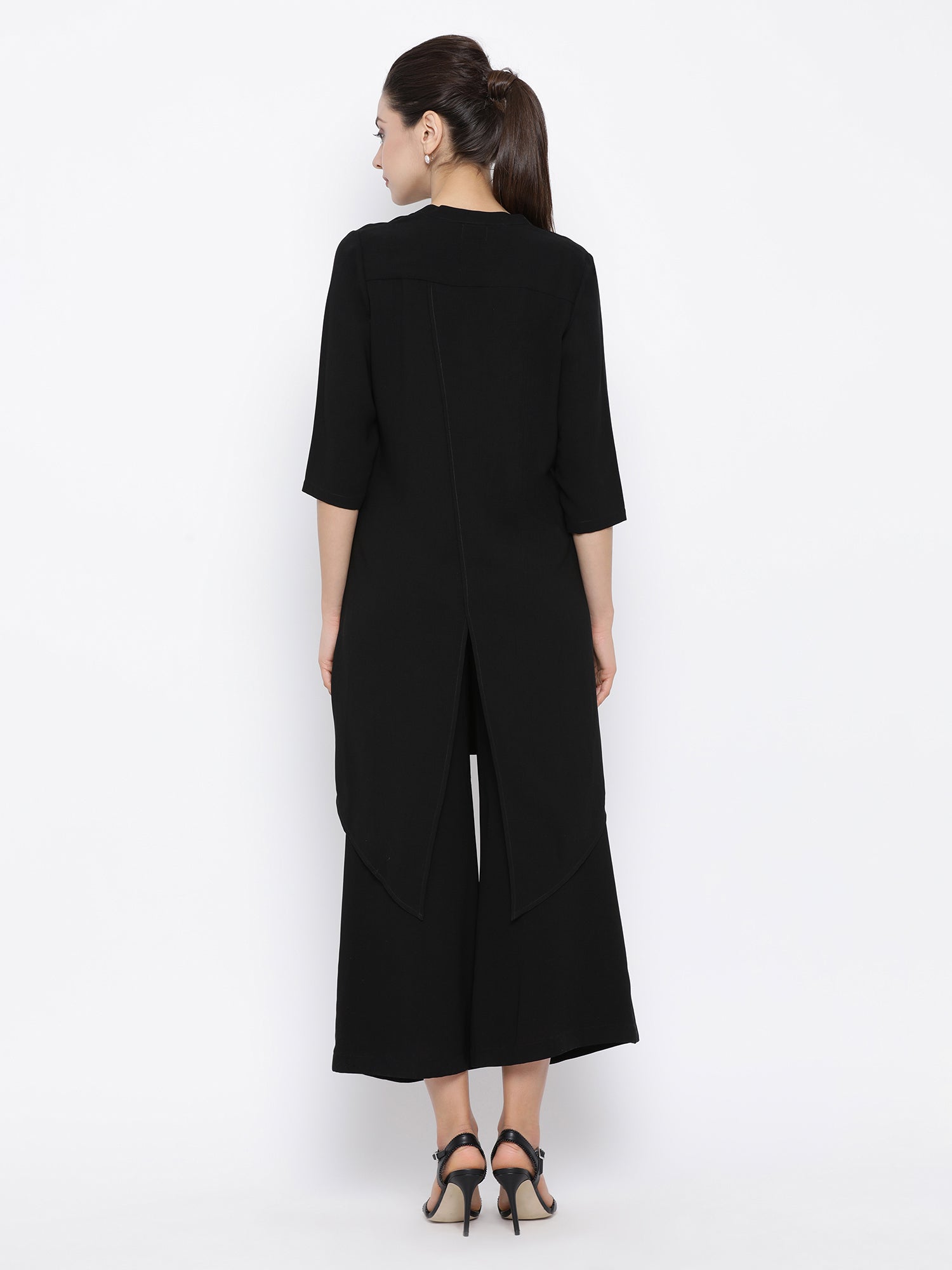 Black Asymmetrical Tunic for Women-4