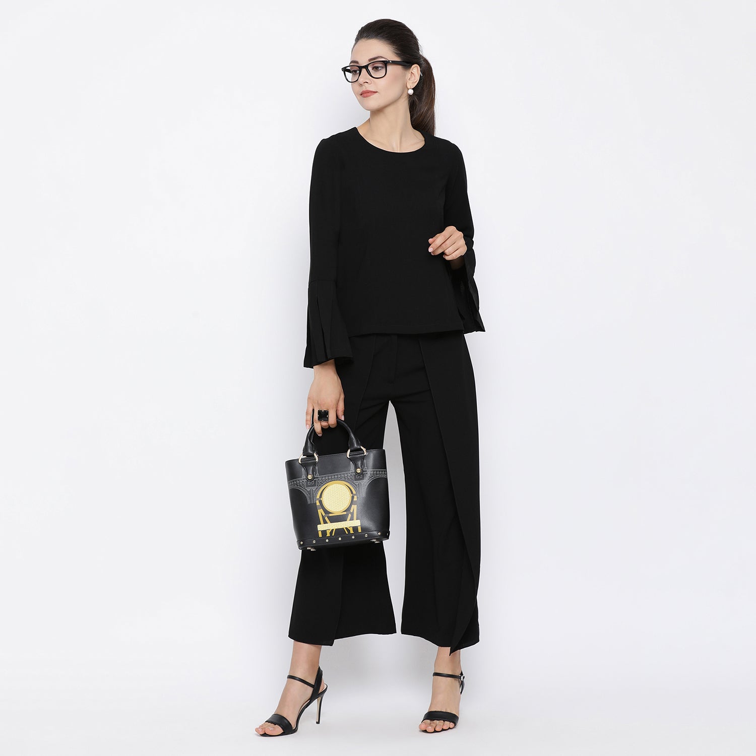 Black Top With Pleated Cuff By Office & You
